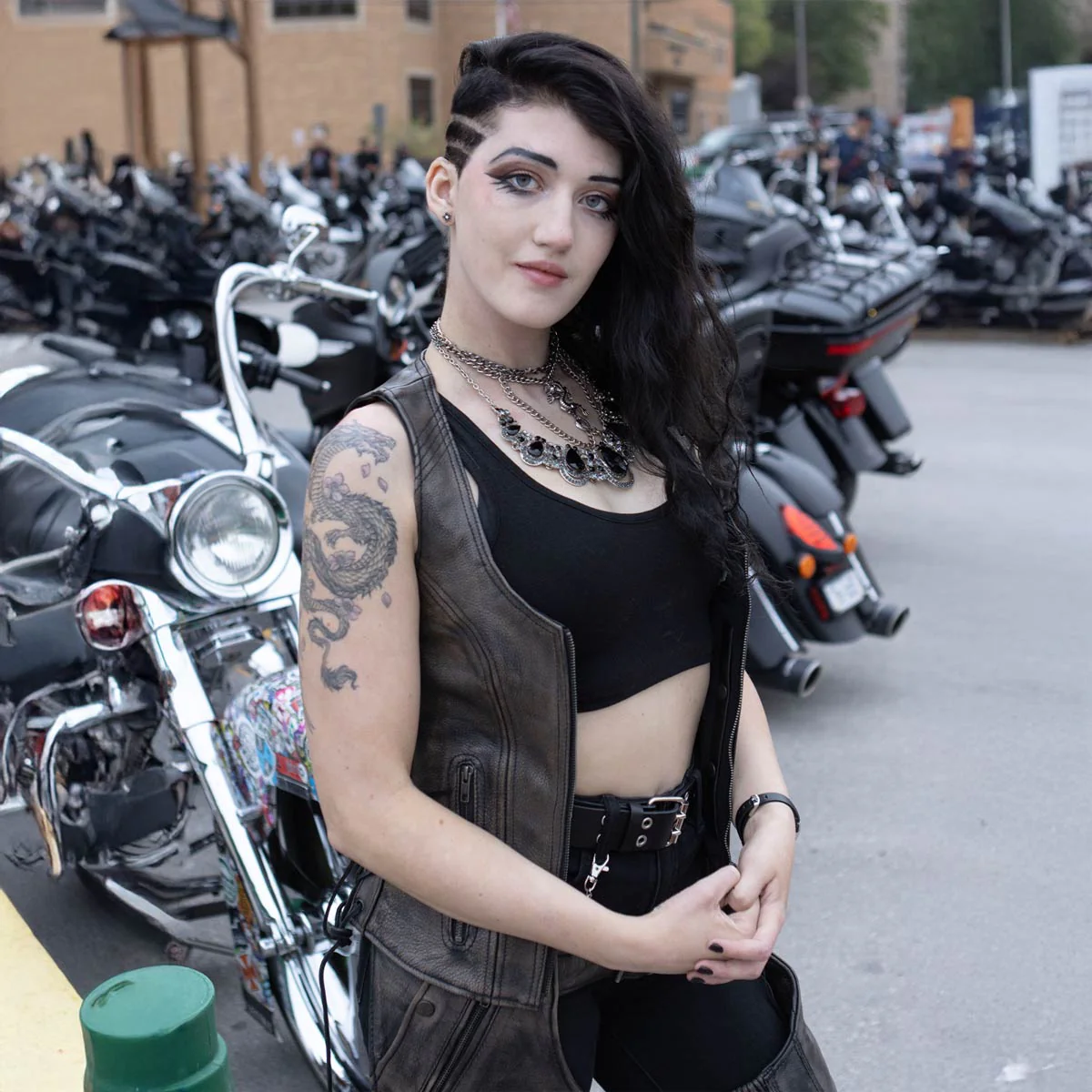 Milwaukee Leather Women's Distress Brown Leather V-Neck Motorcycle Rider Vest with Side Lace MLL4531 - Image 6