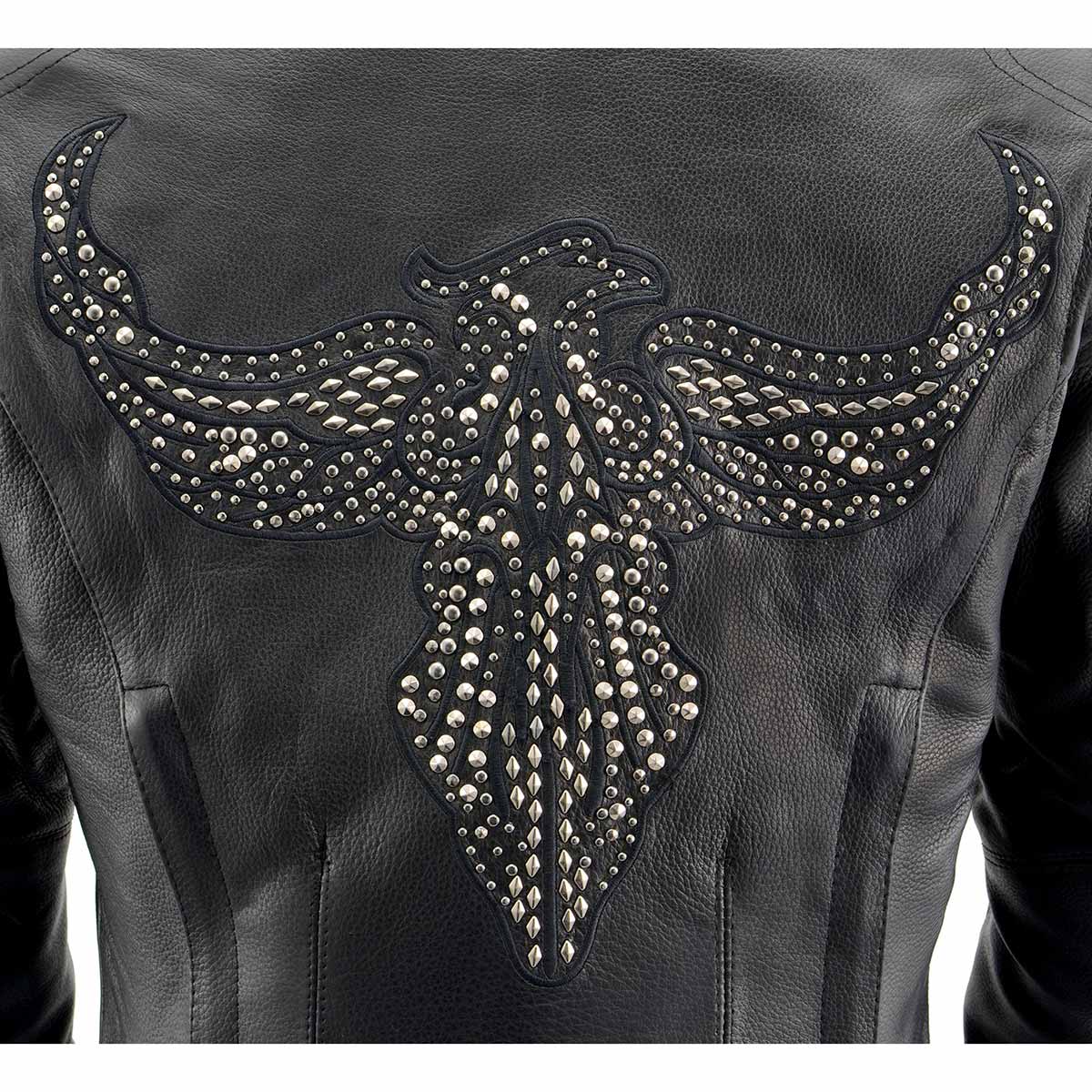 Milwaukee Leather MLL2570 Women's Black 'Phoenix Embroidered' Leather Motorcycle Jacket - Image 2
