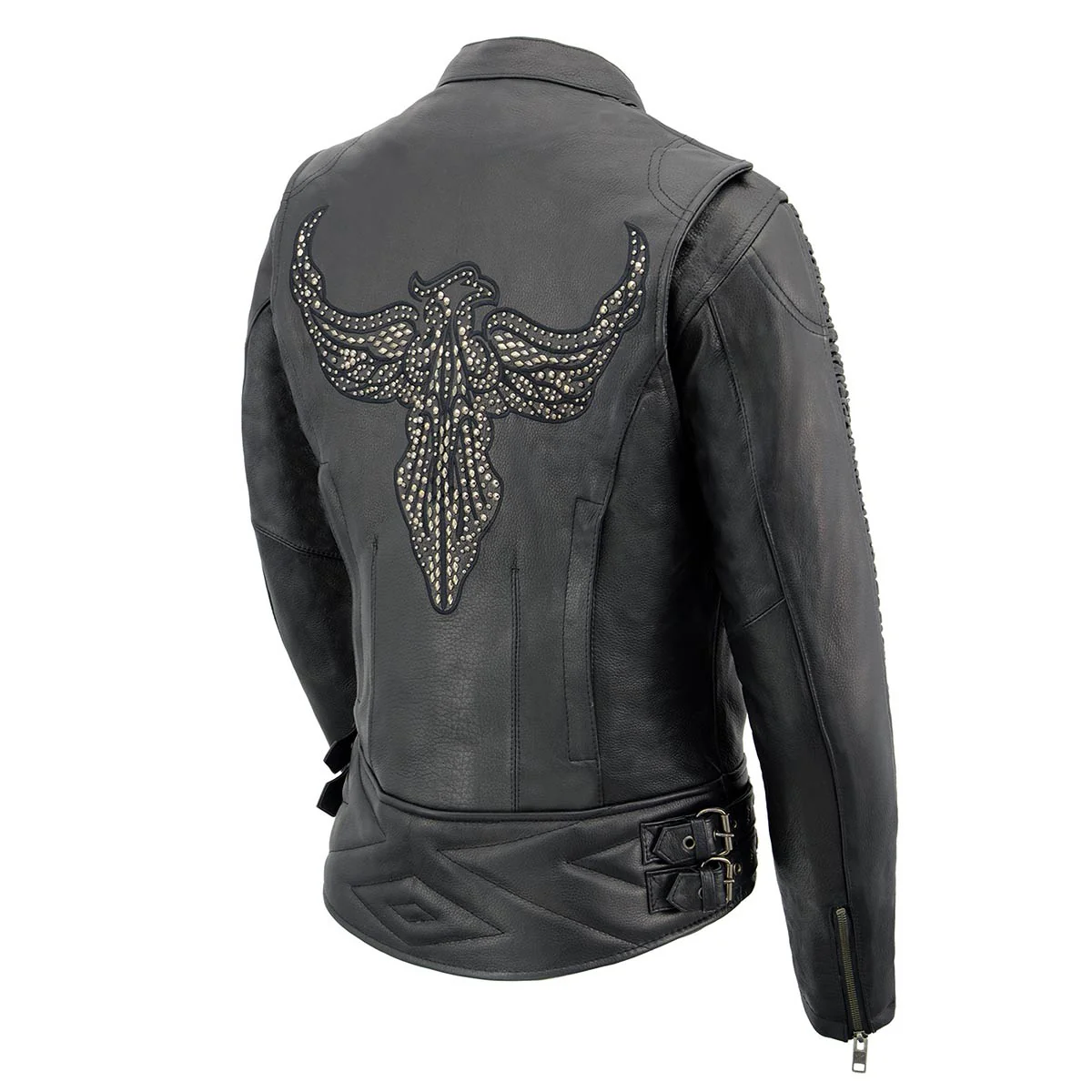 Milwaukee Leather MLL2570 Women's Black 'Phoenix Embroidered' Leather Motorcycle Jacket - Image 4