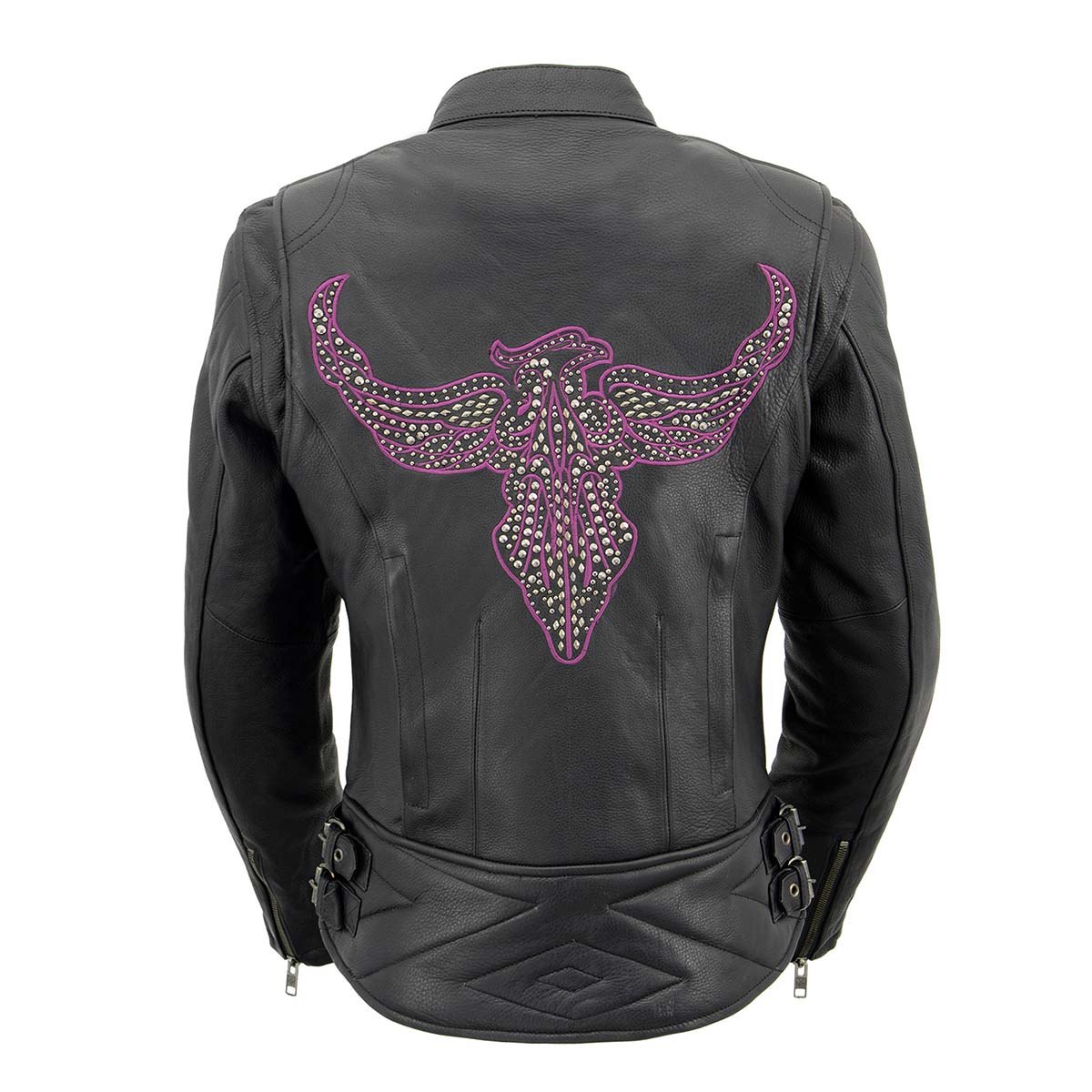 Milwaukee Leather MLL2570 Women's 'Phoenix Embroidered' Black and Purple Motorcycle Leather Jacket - Image 5