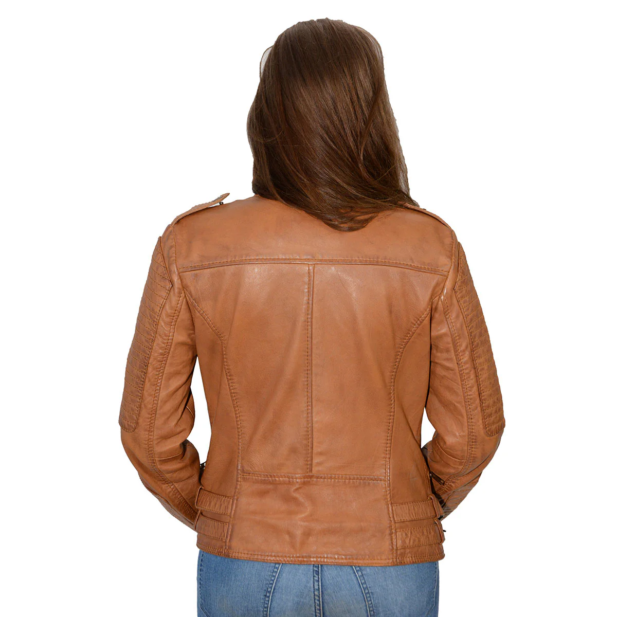 Milwaukee Leather SFL2820 Women's Caramel Color Quilted Lambskin Leather Jacket - Image 2