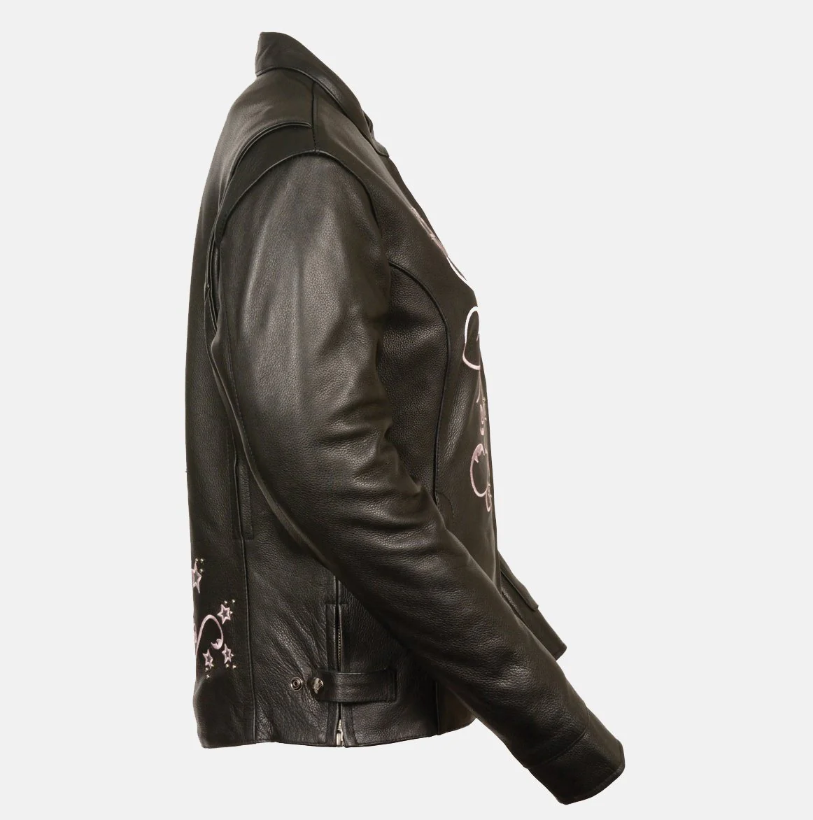Milwaukee Leather ML2500 Women's Reflective Star Riveted Black/Pink Leather Jacket - Image 2