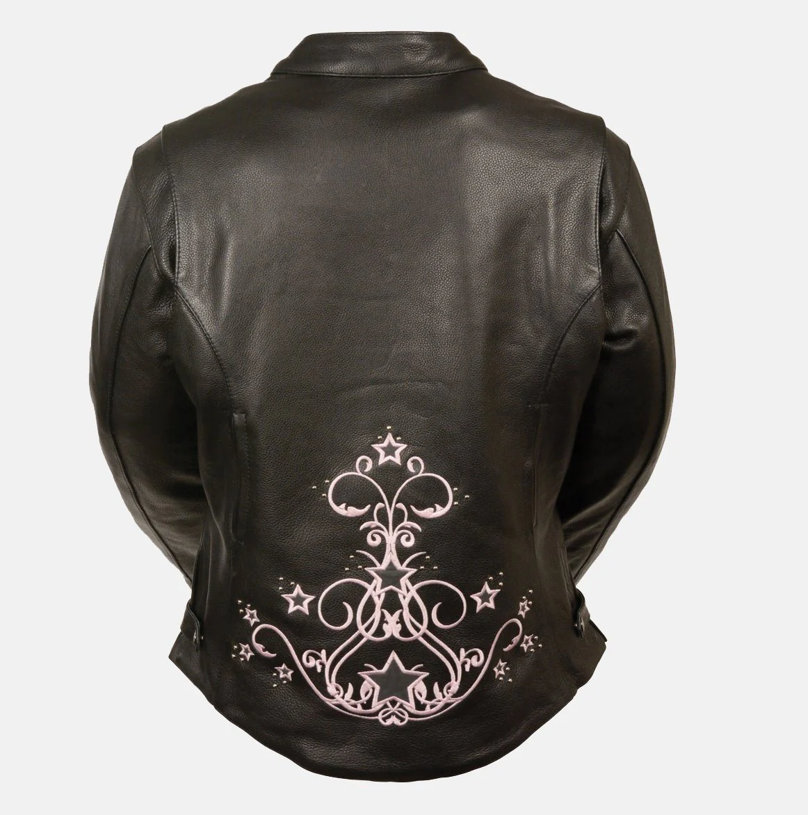Milwaukee Leather ML2500 Women's Reflective Star Riveted Black/Pink Leather Jacket - Image 3