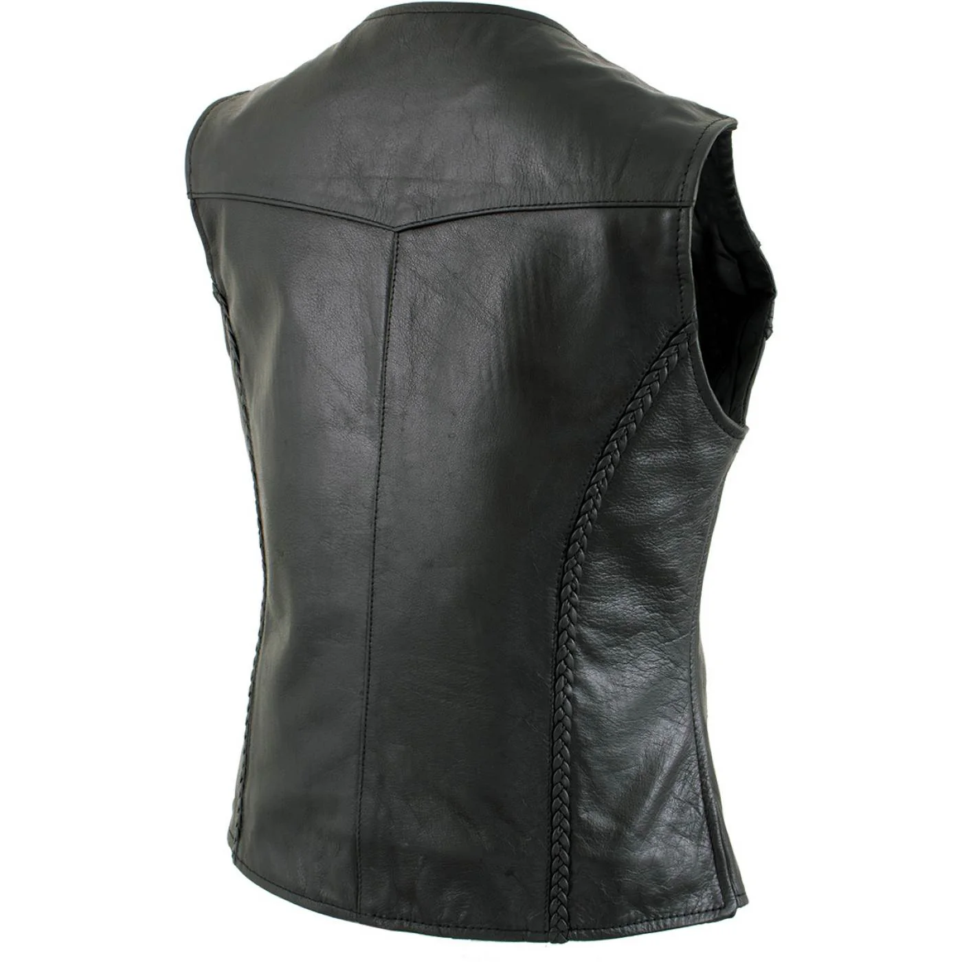 Milwaukee Leather Women's Road Queen Black Braided Buffalo Leather Motorcycle Vest - LKL4713 - Image 11