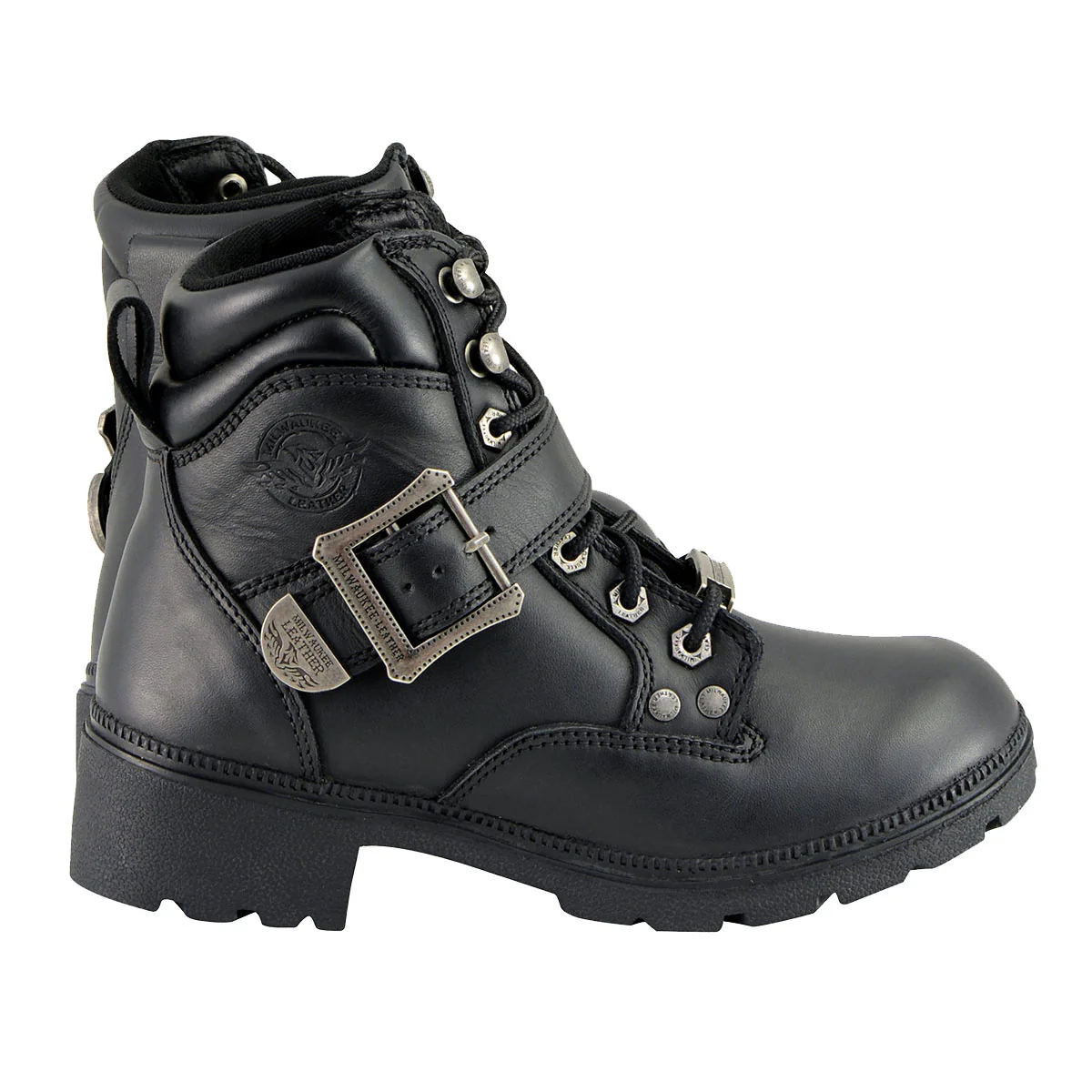 Milwaukee Leather MBL9310 Women's Lace-Up Black Leather Engineer Motorcycle Rider Boots - Image 10