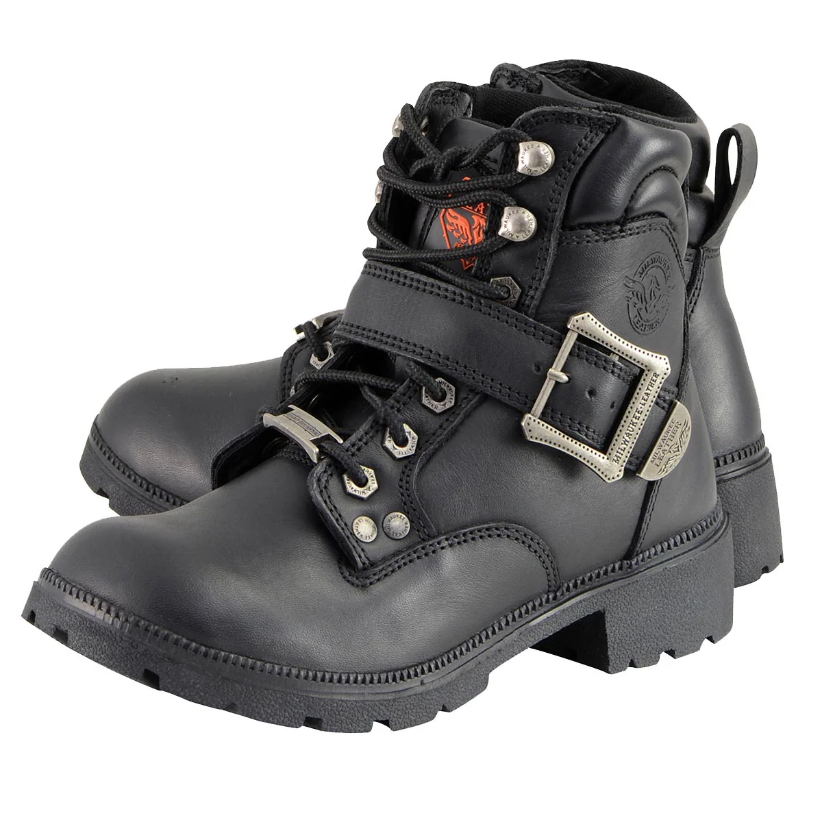 Milwaukee Leather MBL9310 Women's Lace-Up Black Leather Engineer Motorcycle Rider Boots - Image 6