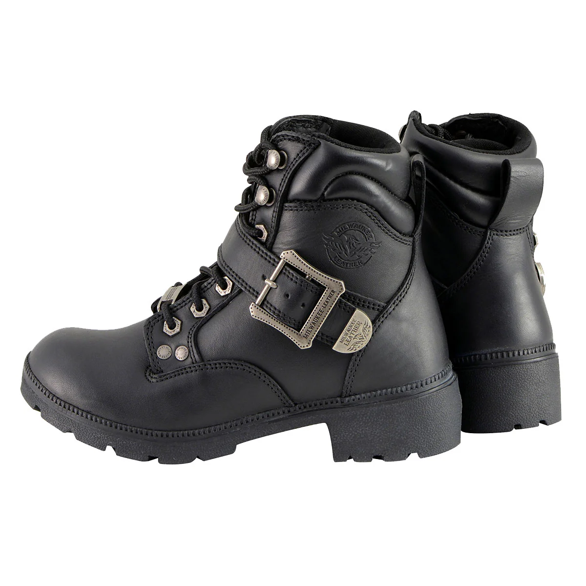 Milwaukee Leather MBL9310 Women's Lace-Up Black Leather Engineer Motorcycle Rider Boots - Image 7