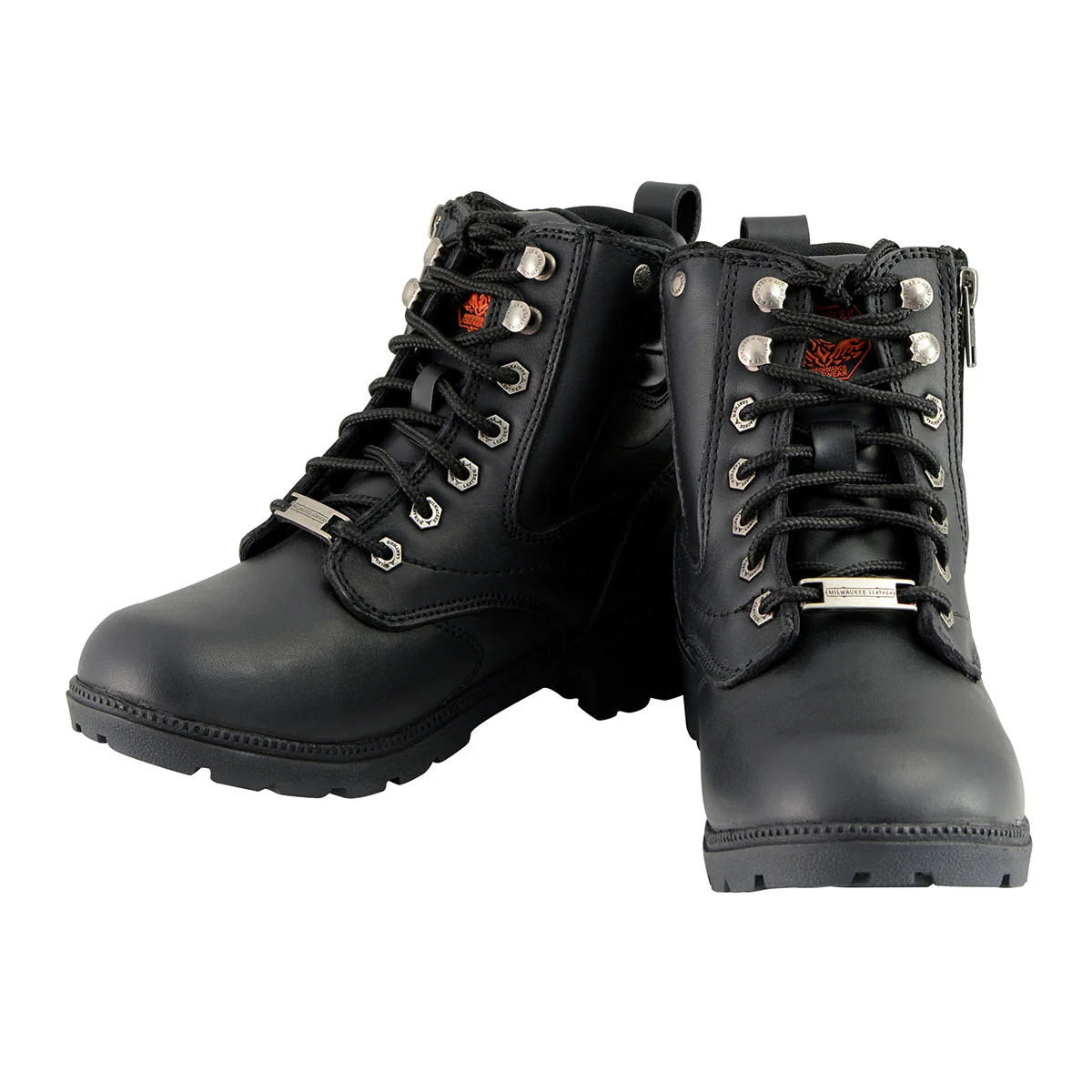 Milwaukee Leather MBL9320W Women's Black Premium Leather Wide-Width Lace-Up Motorcycle Rider Boots - Image 10