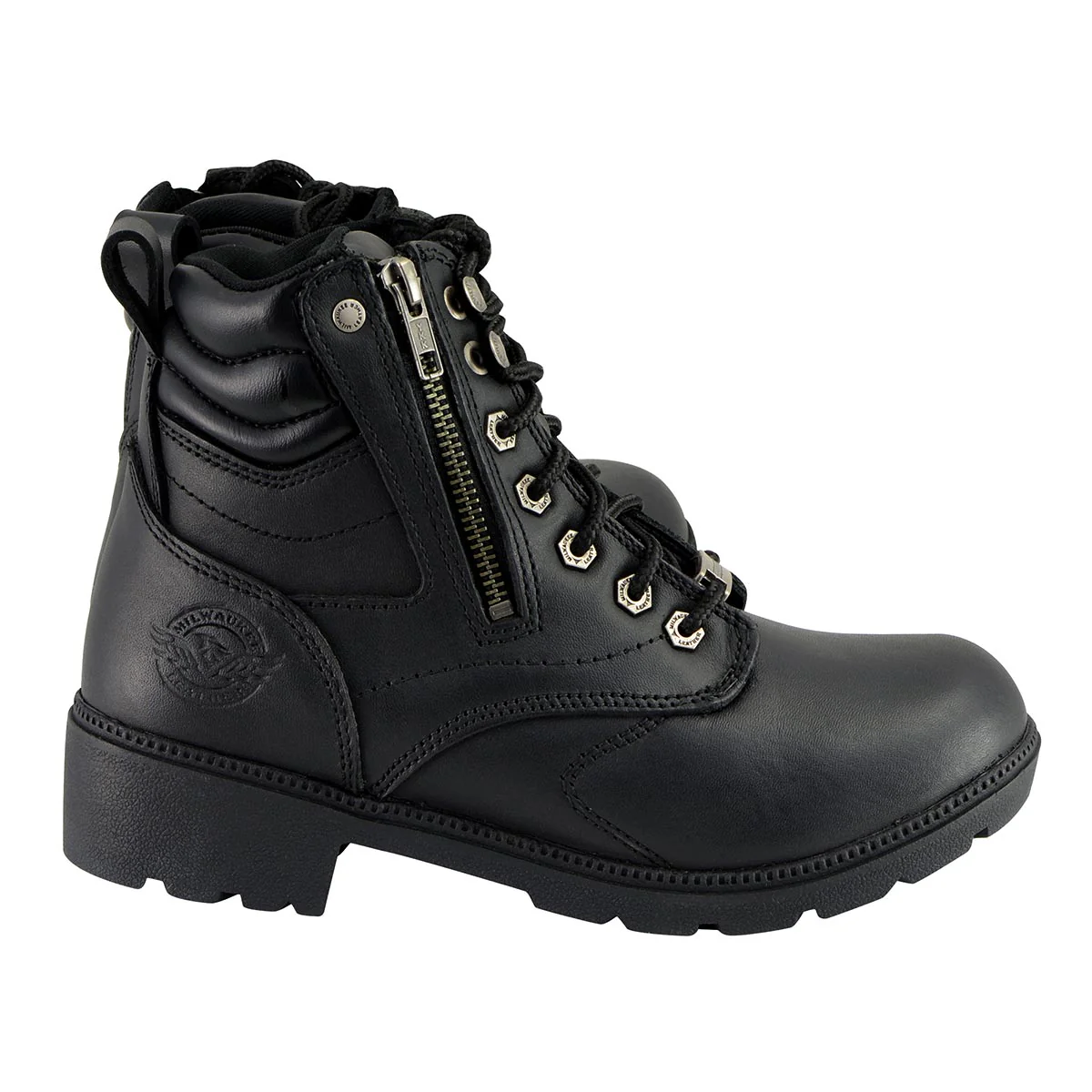 Milwaukee Leather MBL9320W Women's Black Premium Leather Wide-Width Lace-Up Motorcycle Rider Boots - Image 8