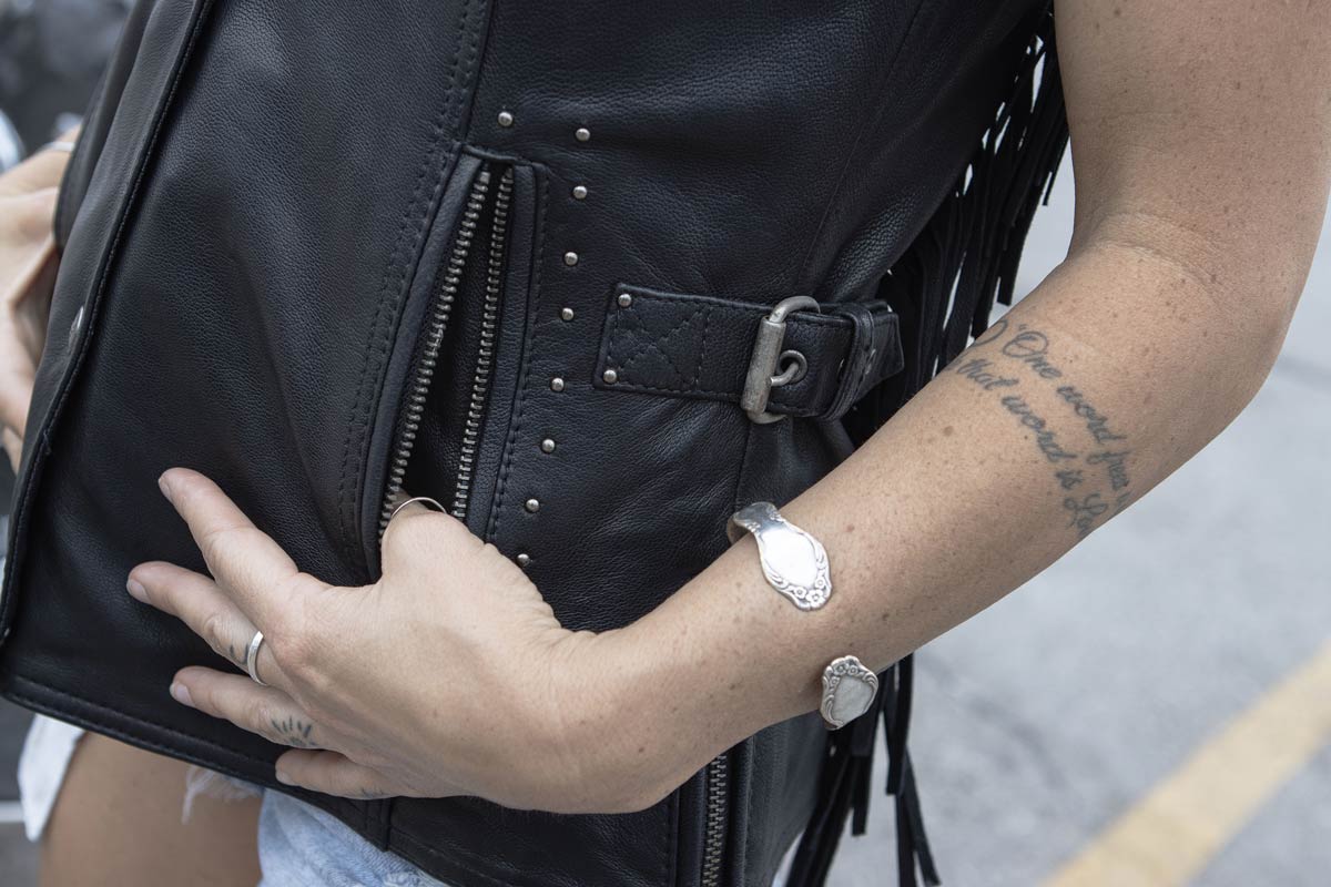Milwaukee Leather MLL4565 Women's Black Fringed Leather Rivet Detail Side Buckle and Zipper Motorcycle Rider Vest - Image 6