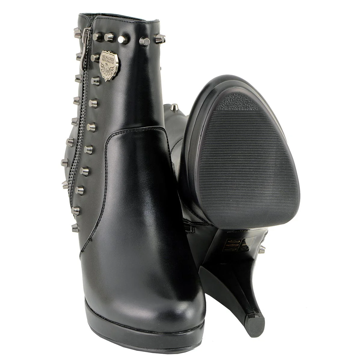 Milwaukee Leather MBL9440 Women's Black Spiked Fashion Boots w/ Side Zippers - Image 10