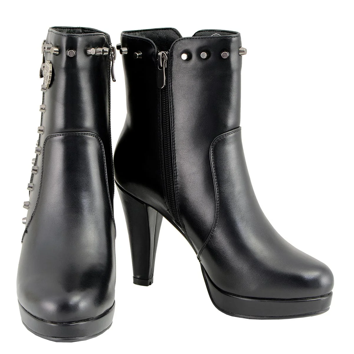 Milwaukee Leather MBL9440 Women's Black Spiked Fashion Boots w/ Side Zippers - Image 2