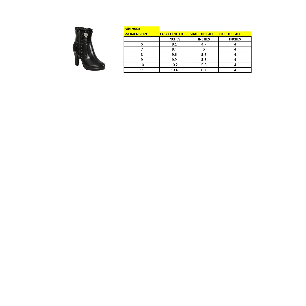 Milwaukee Leather MBL9440 Women's Black Spiked Fashion Boots w/ Side Zippers - Image 3
