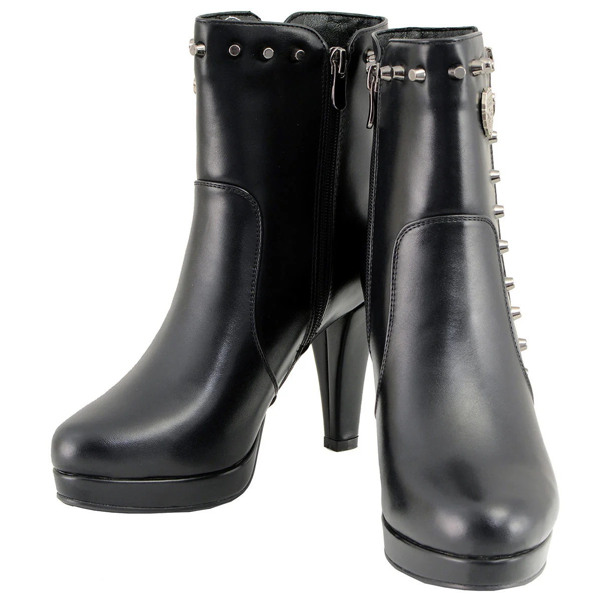 Milwaukee Leather MBL9440 Women's Black Spiked Fashion Boots w/ Side Zippers - Image 4