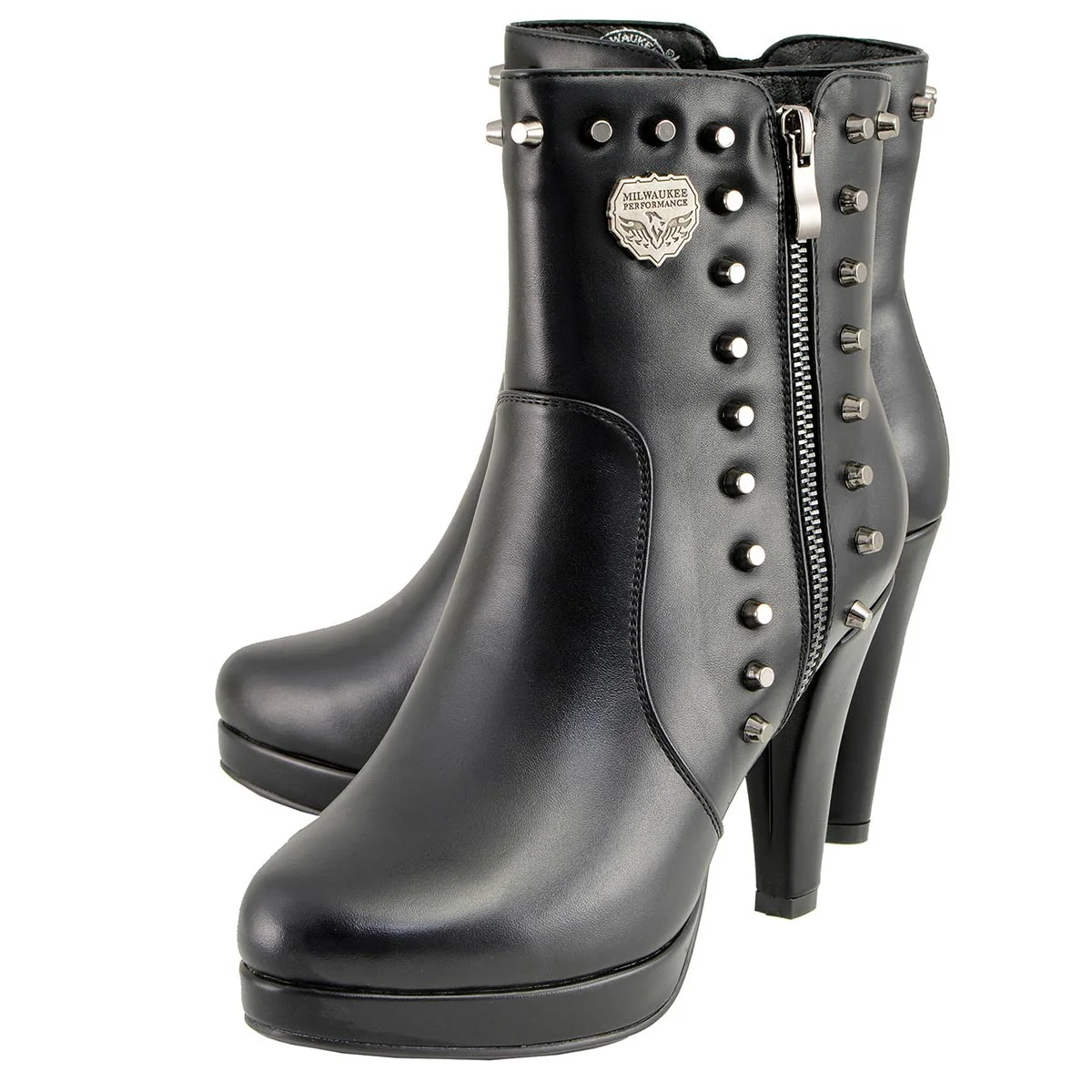 Milwaukee Leather MBL9440 Women's Black Spiked Fashion Boots w/ Side Zippers - Image 5