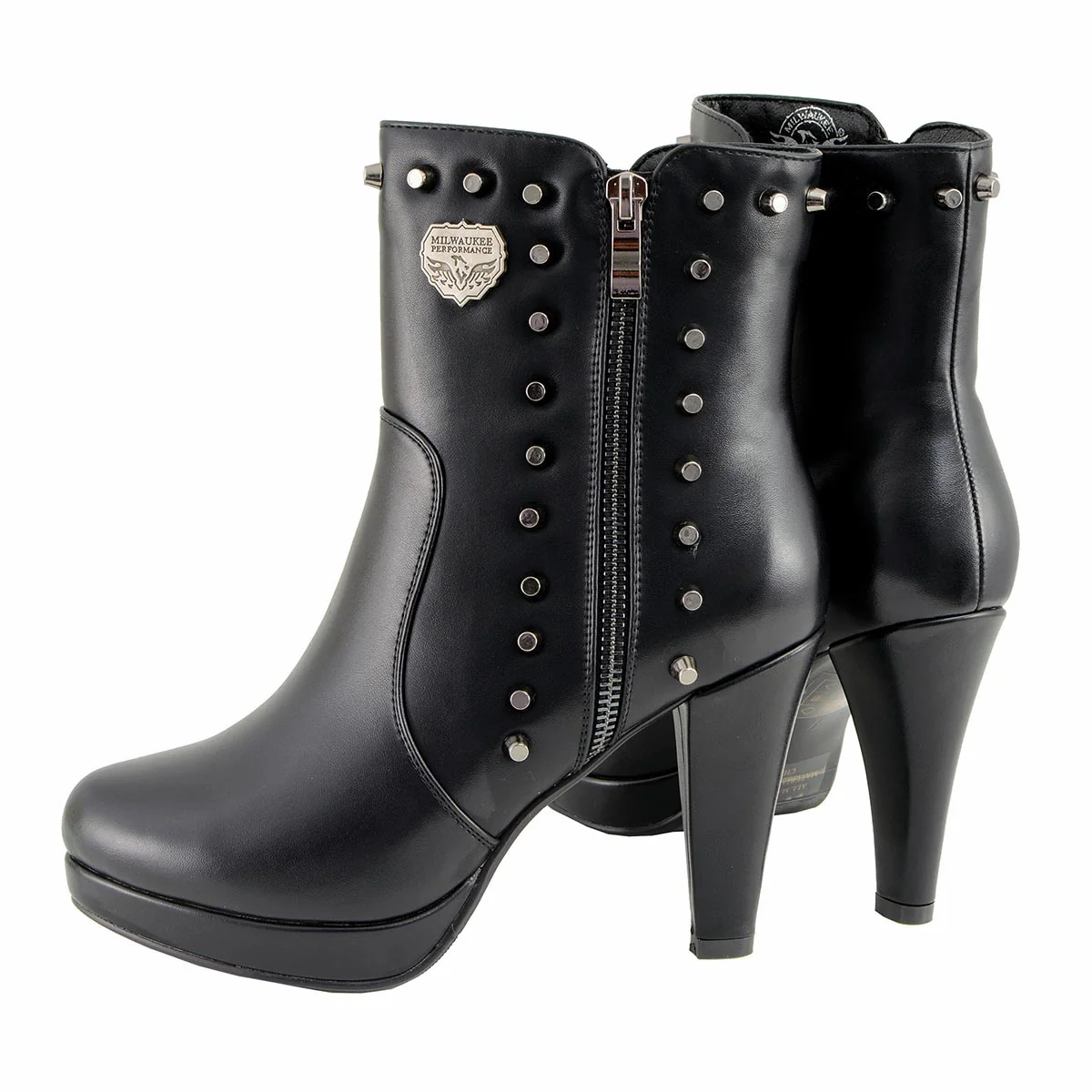 Milwaukee Leather MBL9440 Women's Black Spiked Fashion Boots w/ Side Zippers - Image 6