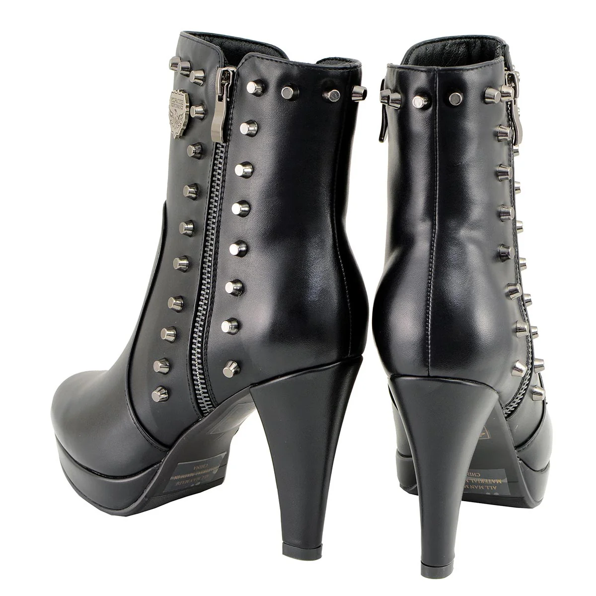 Milwaukee Leather MBL9440 Women's Black Spiked Fashion Boots w/ Side Zippers - Image 7