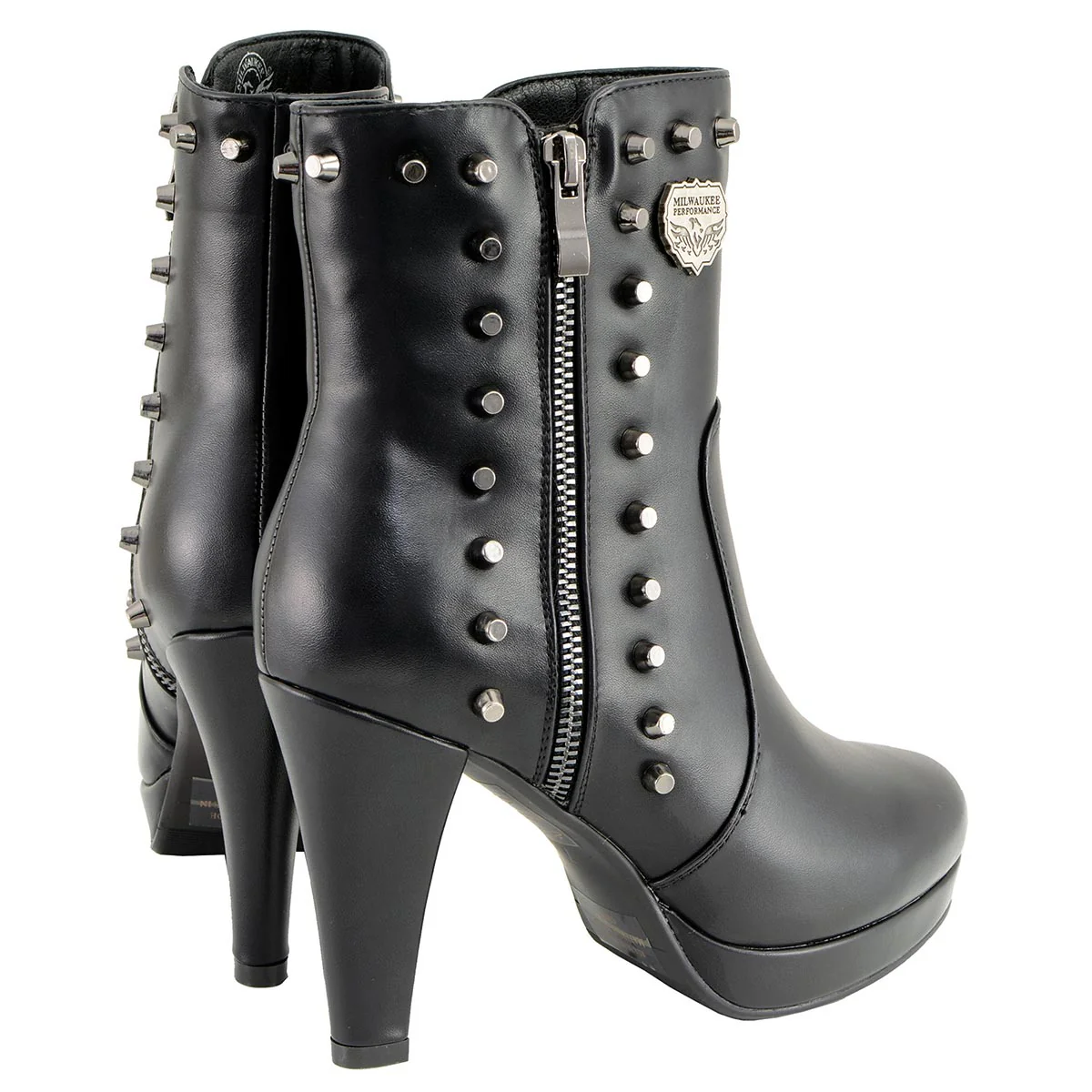 Milwaukee Leather MBL9440 Women's Black Spiked Fashion Boots w/ Side Zippers - Image 8