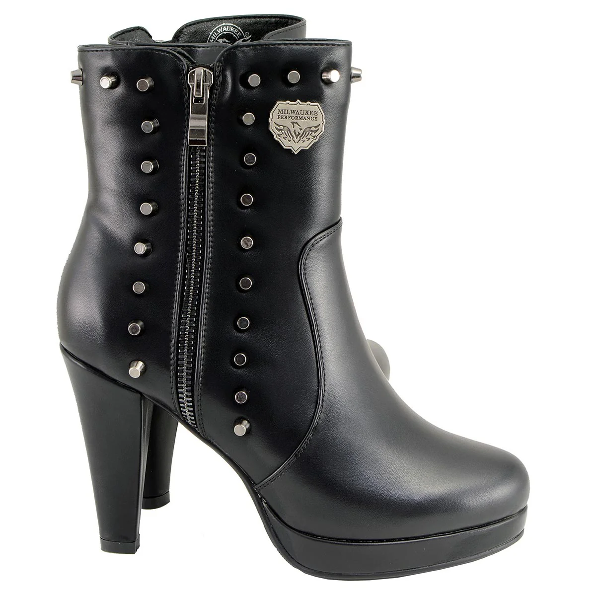Milwaukee Leather MBL9440 Women's Black Spiked Fashion Boots w/ Side Zippers - Image 9