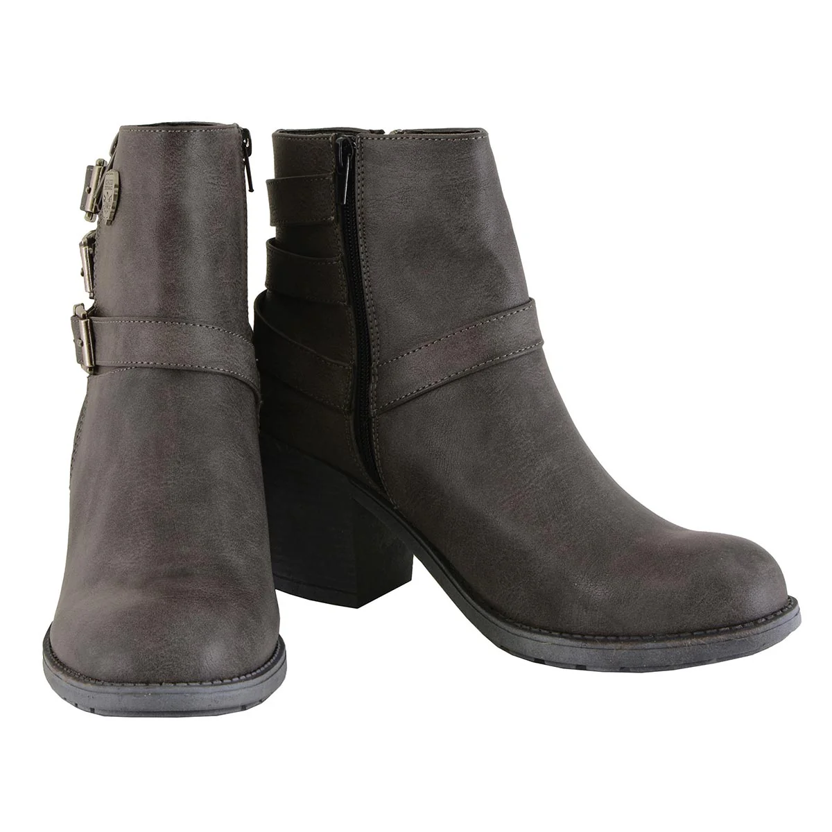 Milwaukee Leather MBL9406 Women's Stone Grey 3-Buckle Leather Boots with Platform Heel - Image 2