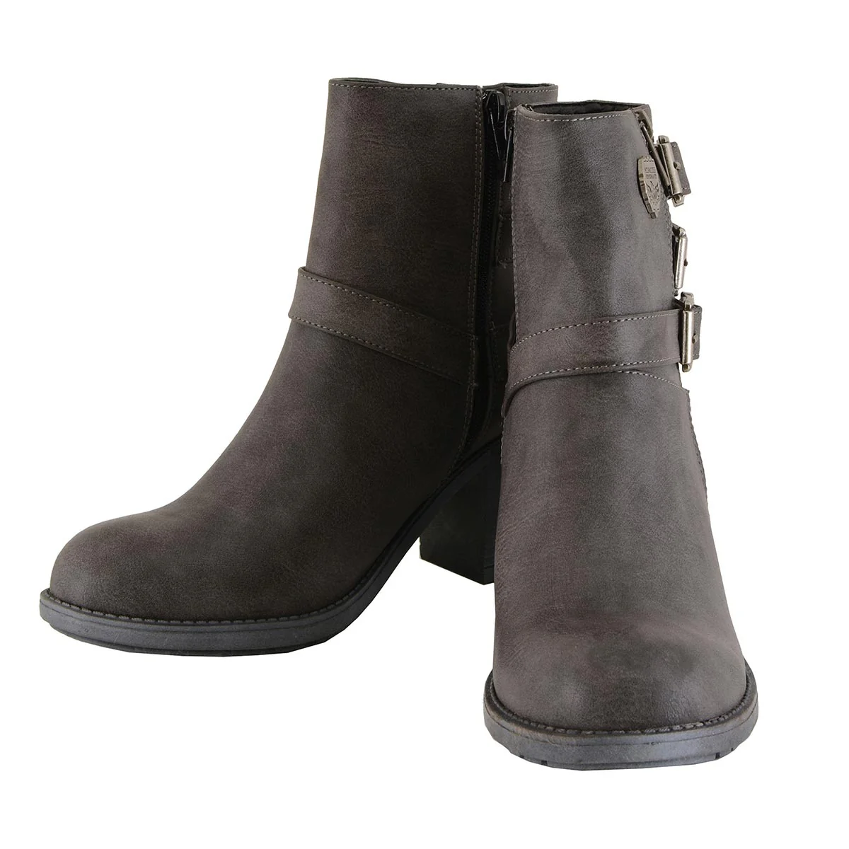 Milwaukee Leather MBL9406 Women's Stone Grey 3-Buckle Leather Boots with Platform Heel - Image 4