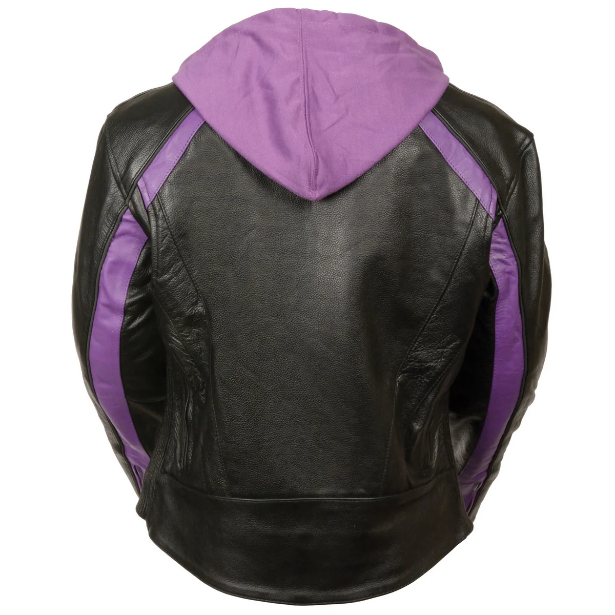 Milwaukee Leather SH1951 Women's Striped Black and Purple Leather Jacket with Zip-Out Hoodie - Image 4