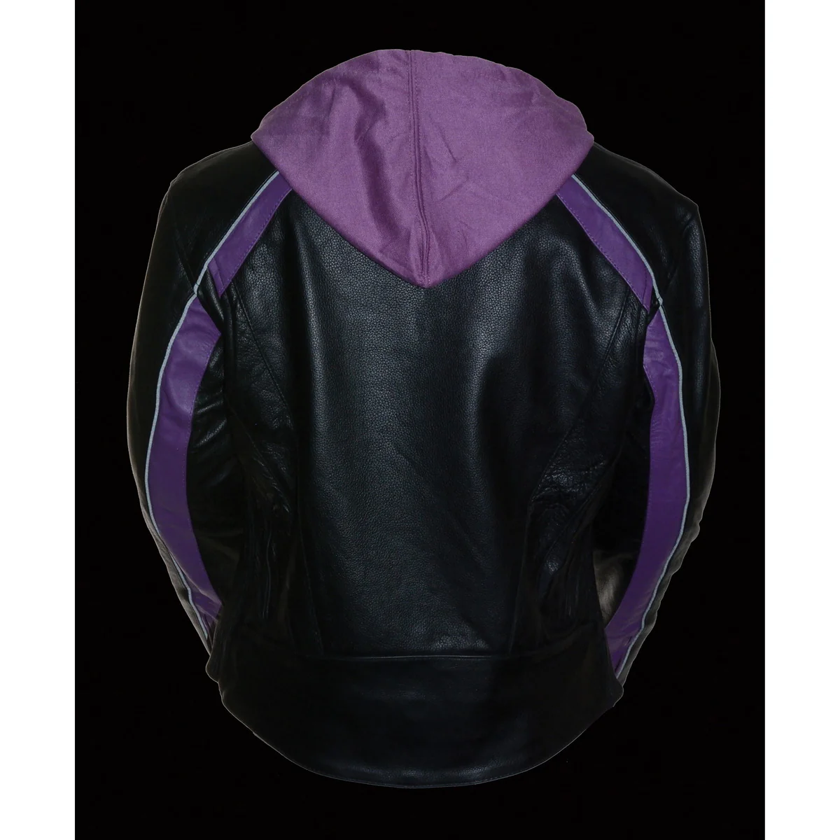 Milwaukee Leather SH1951 Women's Striped Black and Purple Leather Jacket with Zip-Out Hoodie - Image 6