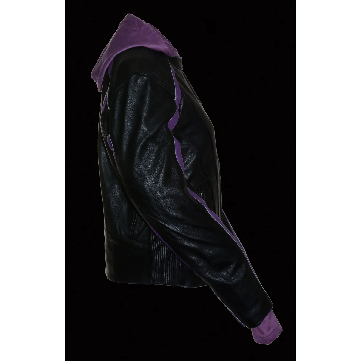 Milwaukee Leather SH1951 Women's Striped Black and Purple Leather Jacket with Zip-Out Hoodie - Image 8