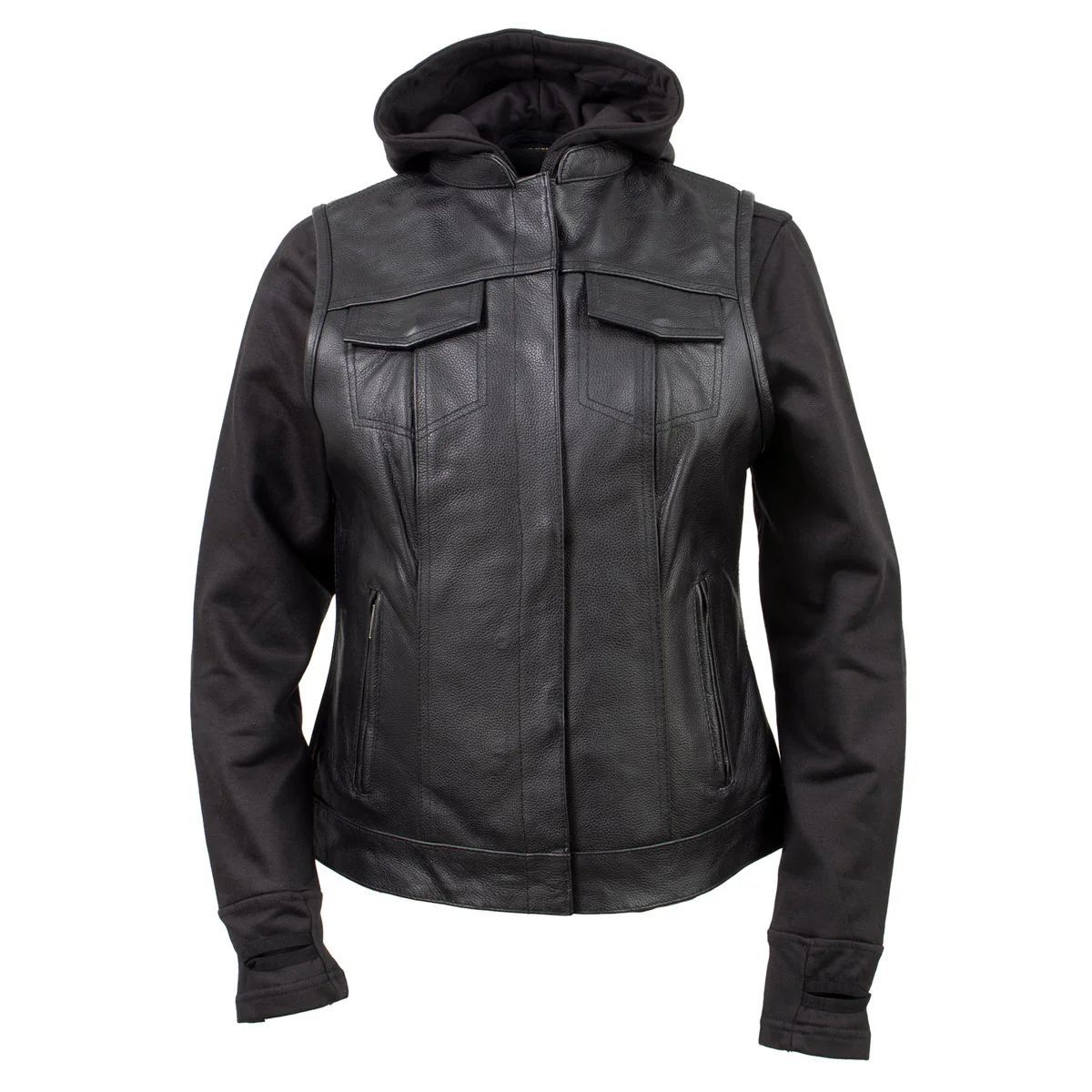 Milwaukee Leather Women's Tara Black Leather Motorcycle Rider 2-in-1 Convertible Hoodie Jacket Vest - LKL4712 - Image 12
