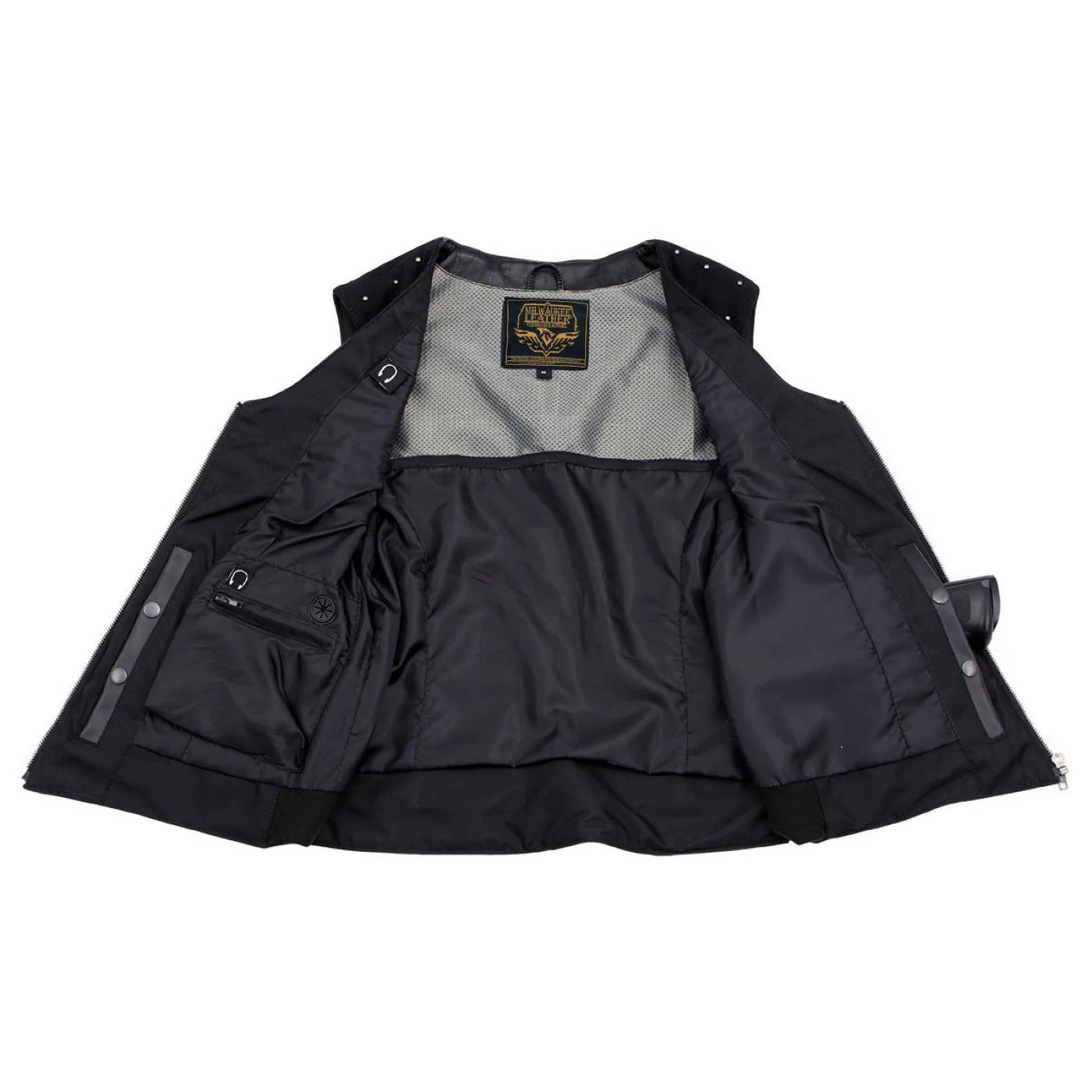 Milwaukee Leather Women's Winged Black Studded Leather Motorcycle Vest with Reflective Wings - LKL4715 - Image 7