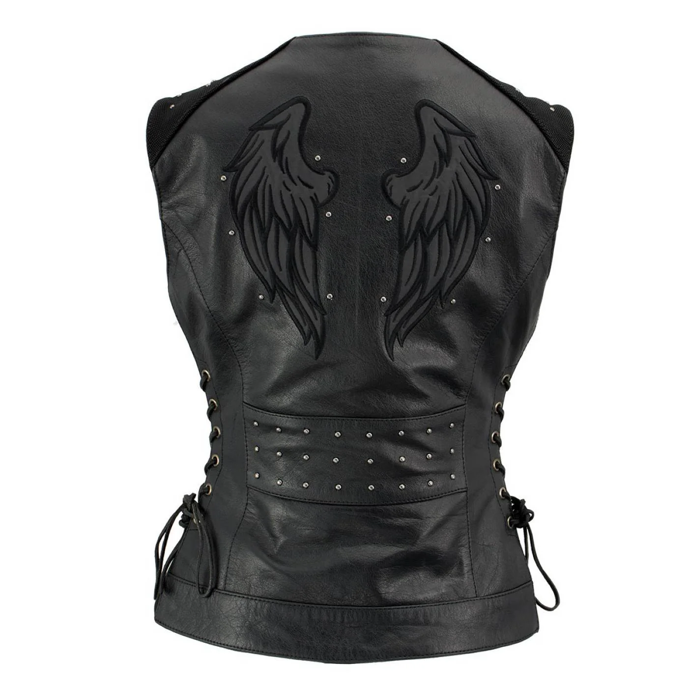 Milwaukee Leather Women's Winged Black Studded Leather Motorcycle Vest with Reflective Wings - LKL4715 - Image 8