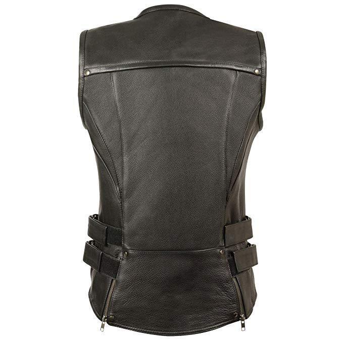 Milwaukee Leather MLL4515 Women's Zipper Front SWAT Style Black Leather Vest - Image 2