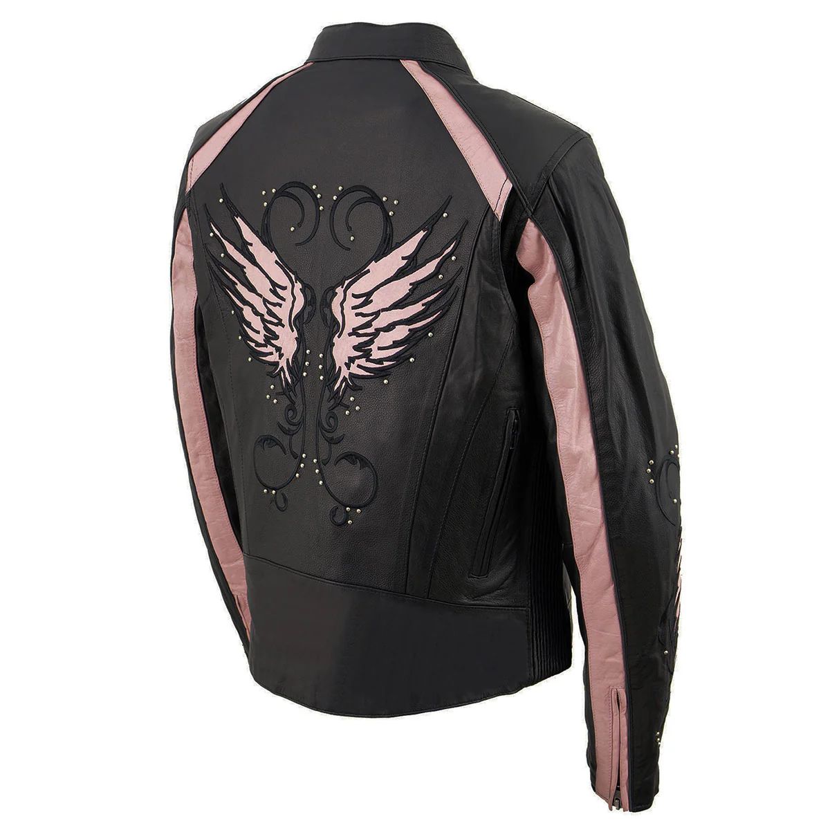 Milwaukee Leather X1952 Women's Black and Pink Embroidered and Stud Design Jacket - Image 11
