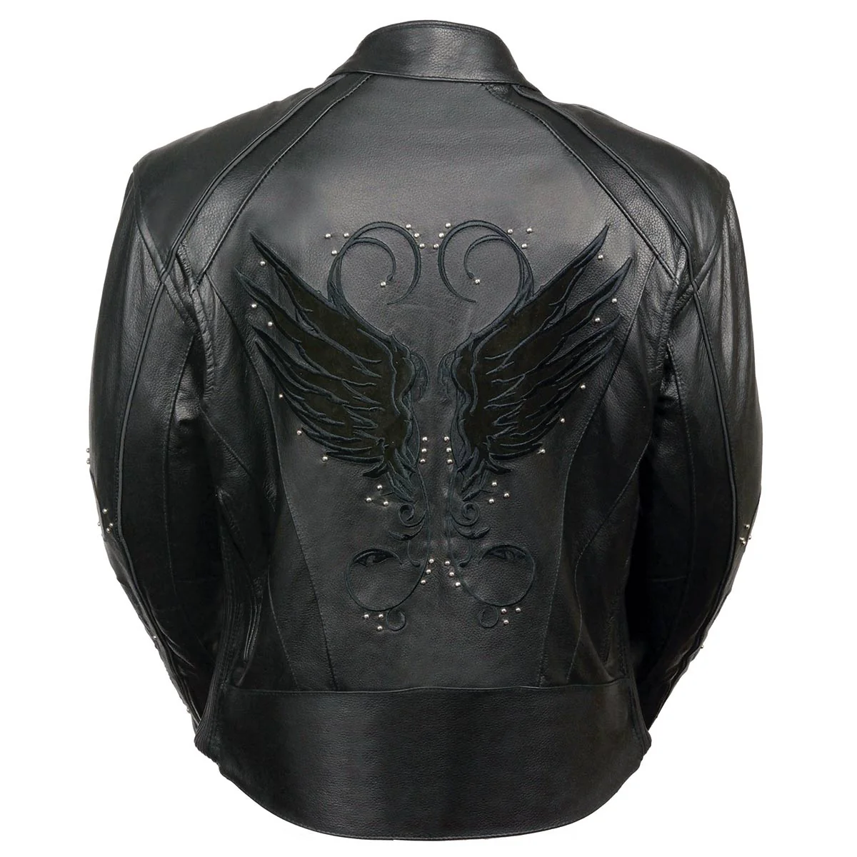 Milwaukee Leather X1952 Women's Embroidered Wing and Stud Design Black Leather Scooter Jacket - Image 13