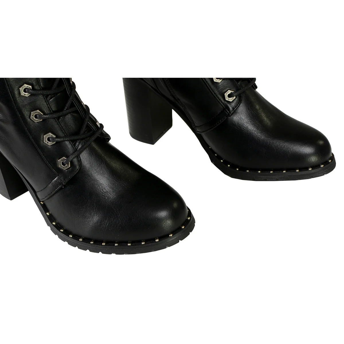 Milwaukee Leather X9442 Women's Black Lace-Up Tall Fashion Biker Boots with High Heel & Studs - Image 10