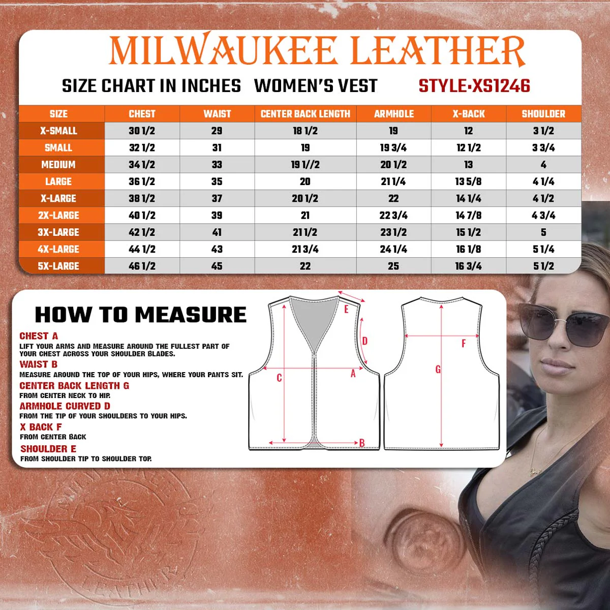 Milwaukee Leather XS1246 Ladies Black 'Braided' Classic Leather Vest - Image 3