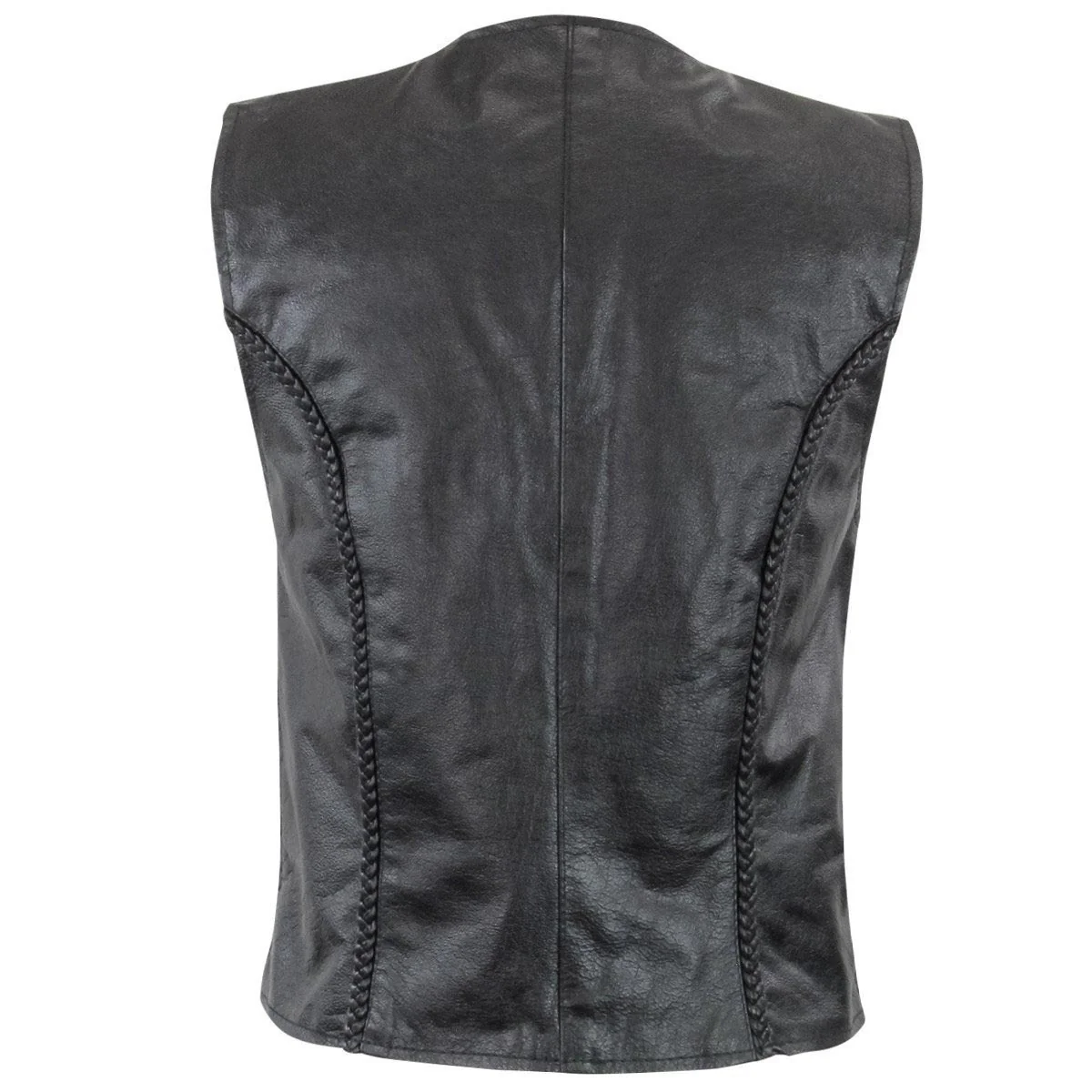 Milwaukee Leather XS1246 Ladies Black 'Braided' Classic Leather Vest - Image 7
