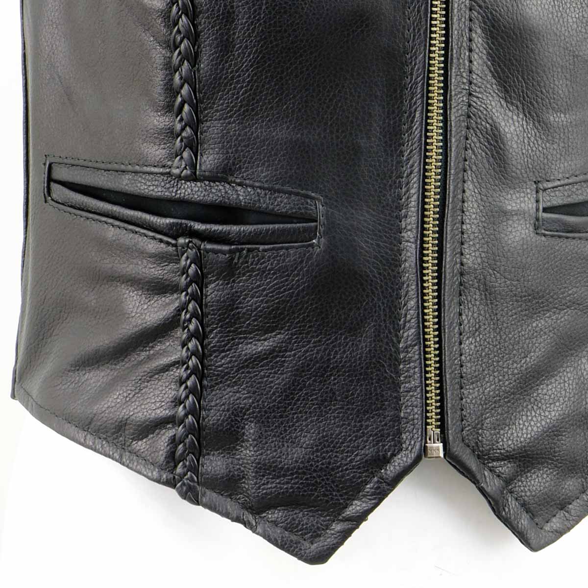 Milwaukee Leather XS1246 Ladies Black 'Braided' Classic Leather Vest - Image 8