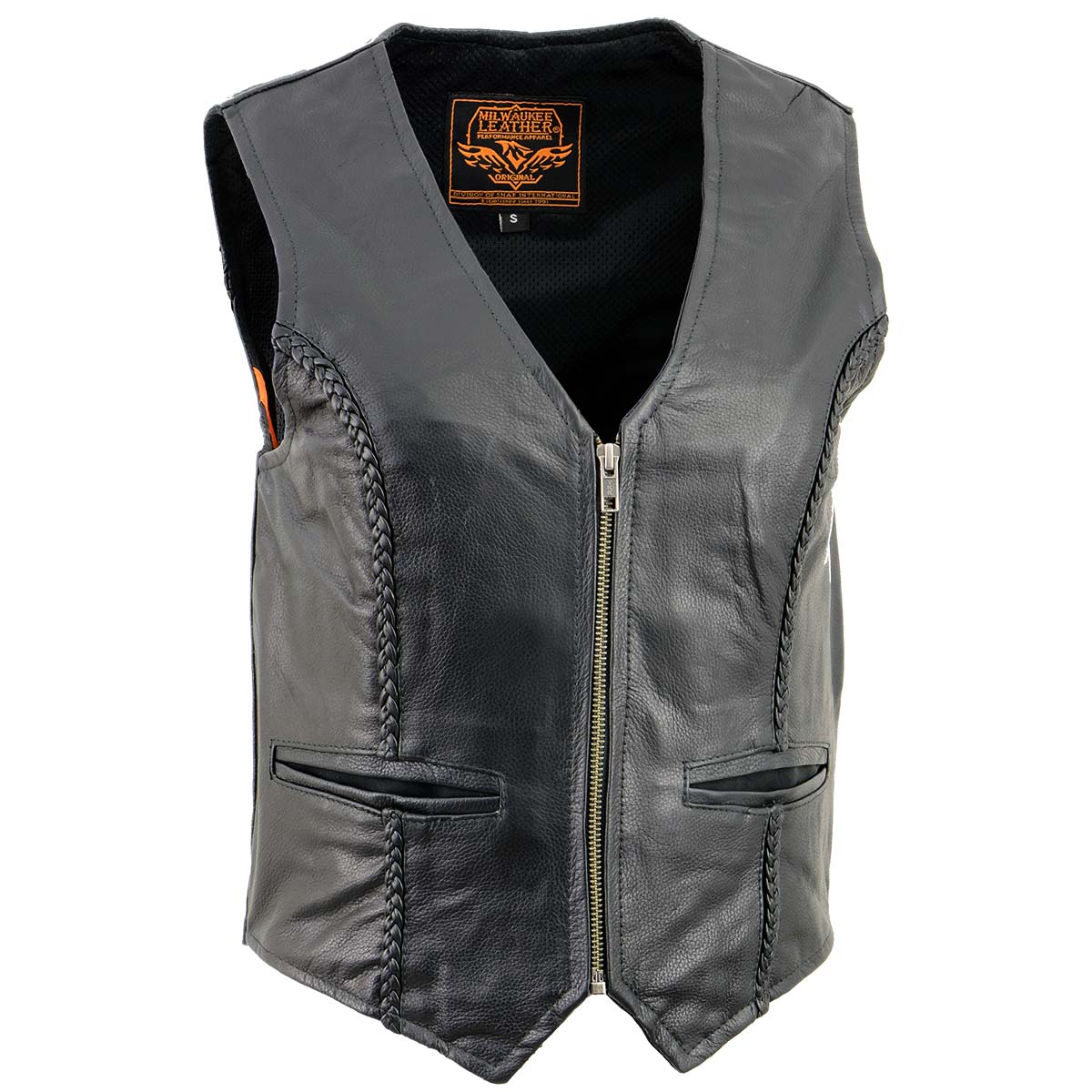 Milwaukee Leather XS1246 Ladies Black 'Braided' Classic Leather Vest - Image 9