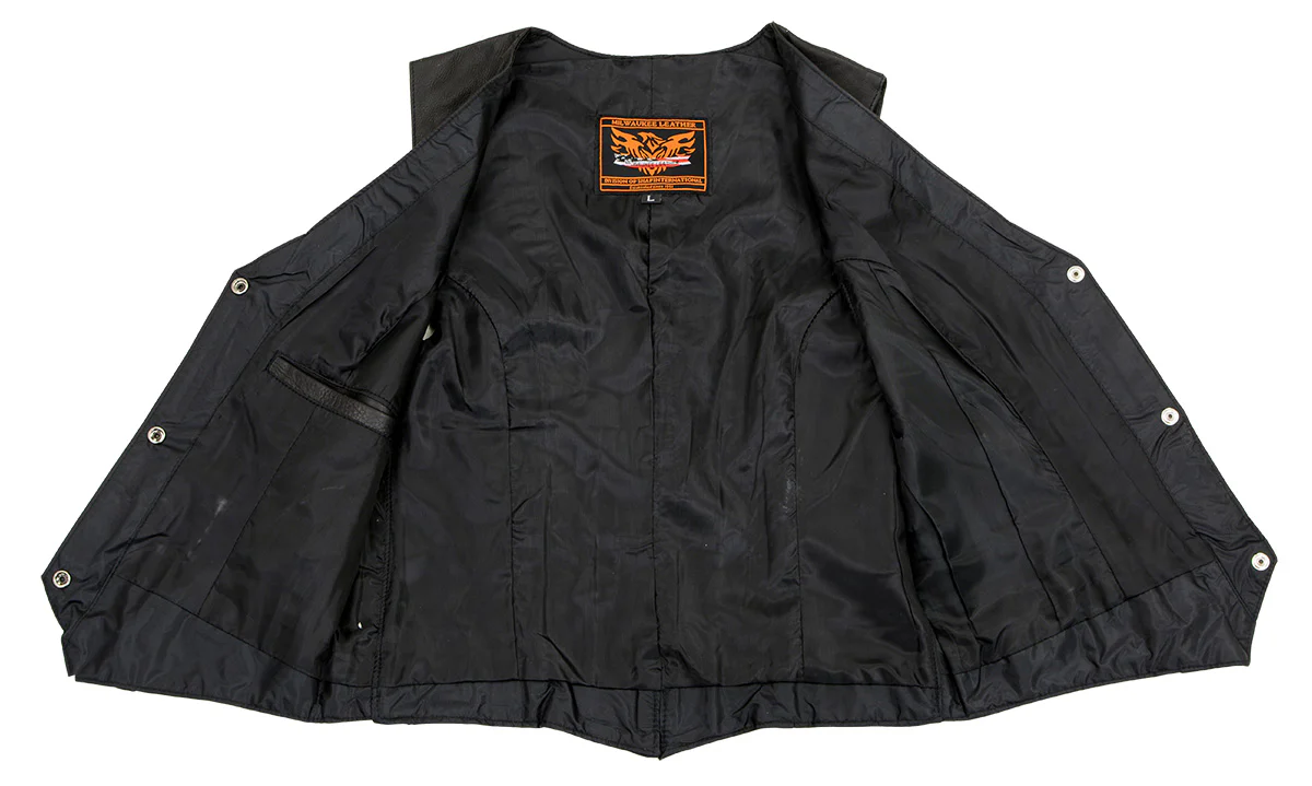Milwaukee Leather XS1253 Women's Classic Black Leather Vest with Buffalo Nickel Snap Buttons - Image 3