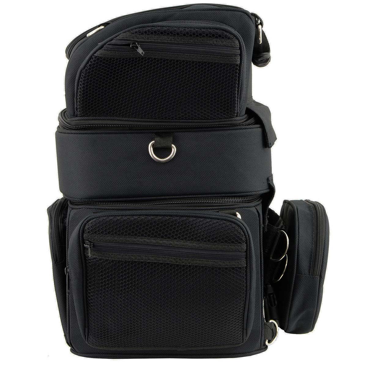 Milwaukee Leather MP8165 Large Black Textile Motorcycle Triple Barrel Sissy Bar Rack Bag with 5 Bonus Pockets - Image 4