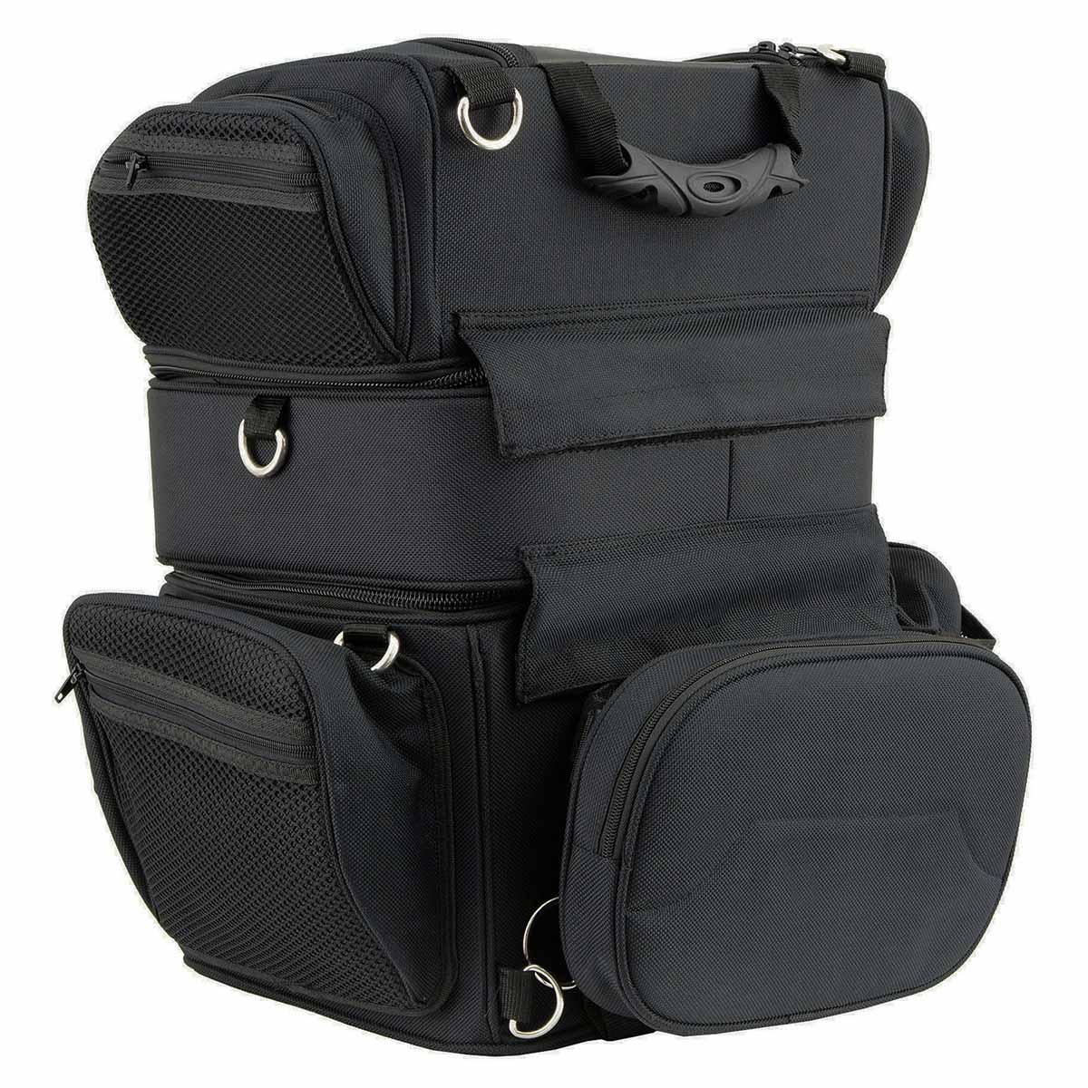 Milwaukee Leather MP8165 Large Black Textile Motorcycle Triple Barrel Sissy Bar Rack Bag with 5 Bonus Pockets - Image 5