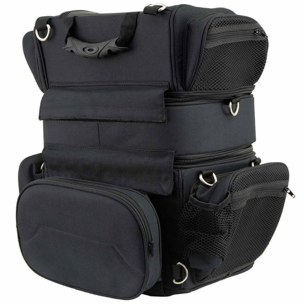 Milwaukee Leather MP8165 Large Black Textile Motorcycle Triple Barrel Sissy Bar Rack Bag with 5 Bonus Pockets - Image 7