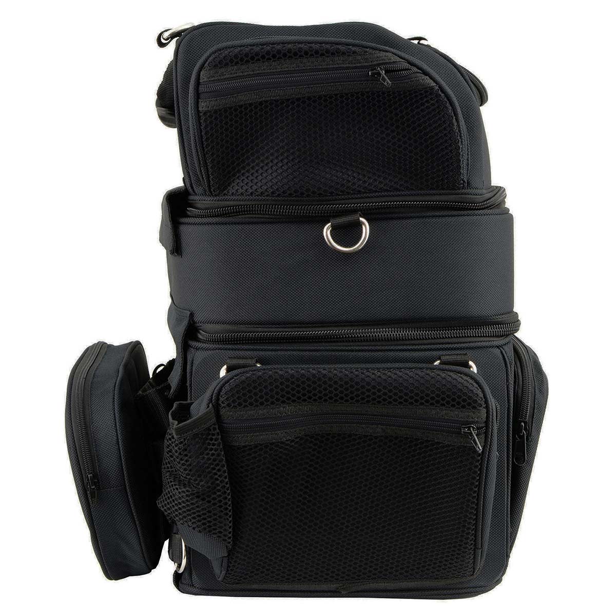 Milwaukee Leather MP8165 Large Black Textile Motorcycle Triple Barrel Sissy Bar Rack Bag with 5 Bonus Pockets - Image 8