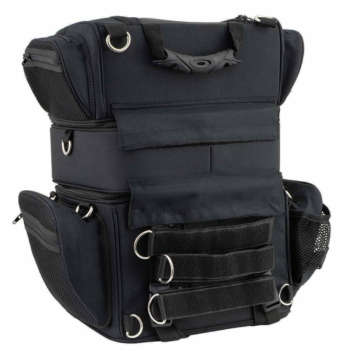 Milwaukee Leather MP8165 Large Black Textile Motorcycle Triple Barrel Sissy Bar Rack Bag with 5 Bonus Pockets - Image 9