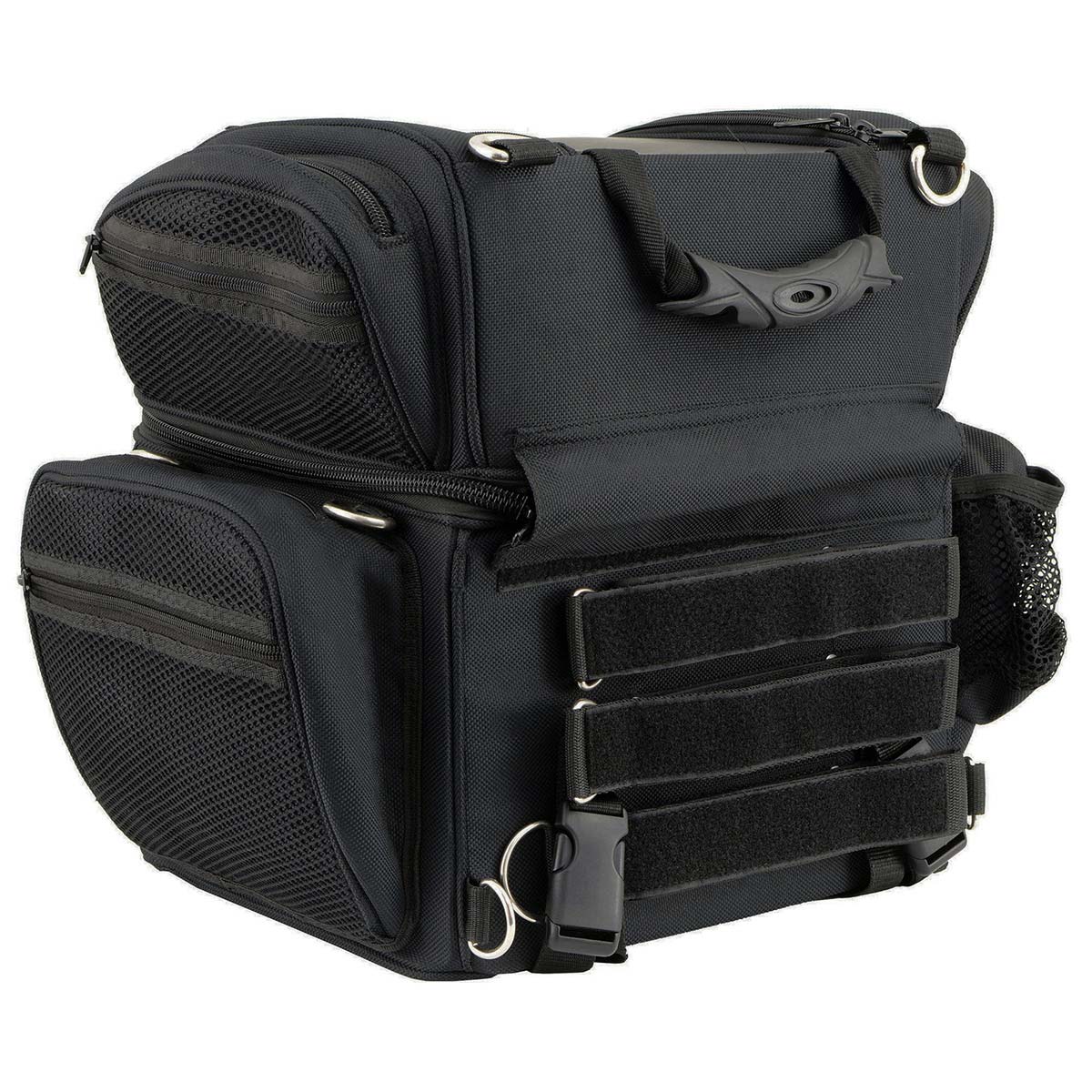 Milwaukee Leather MP8170 Medium Black '5 Pocket' Textile Motorcycle Double Barrel Sissy Bar Rack Bag - Image 9