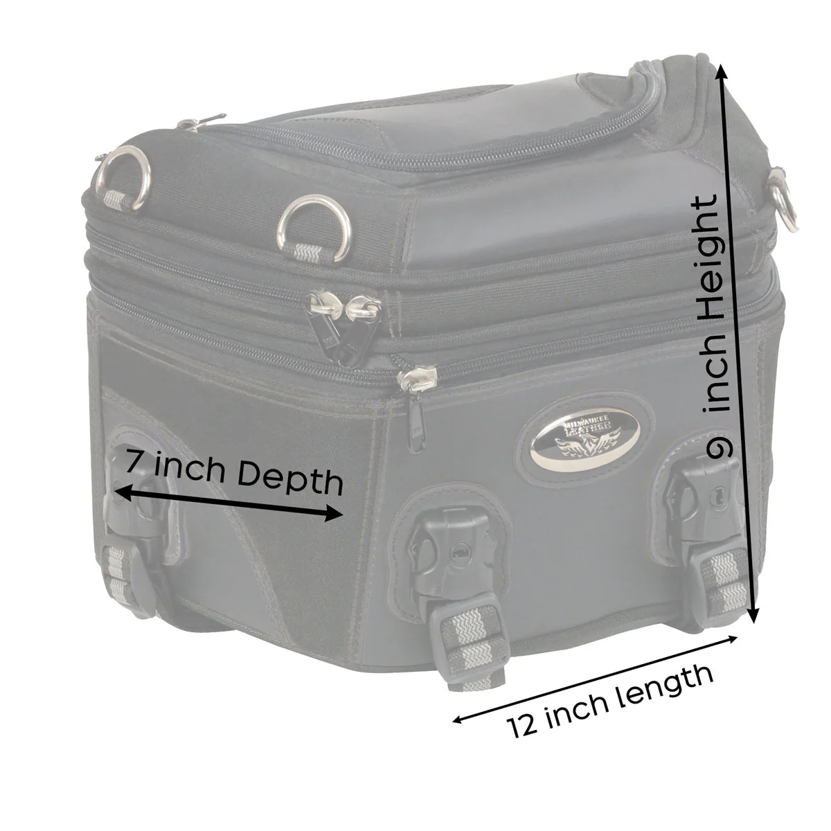 Milwaukee Leather MP8195 Small Black Textile and PVC Motorcycle Travel Rear Rack Bag - Image 3
