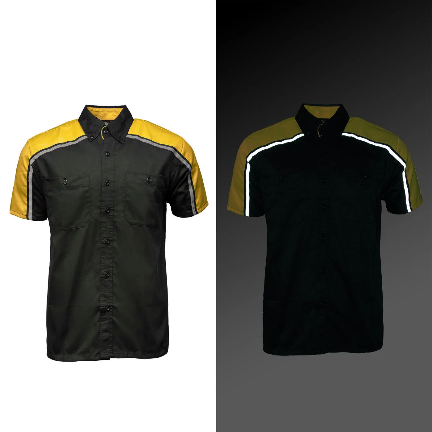 Milwaukee Motorcycle Clothing Co. Men’s Blk/Yellow Mechanic Work Shirt – w / Reflective Strip, Rider‑Built MDM11600 - Image 8