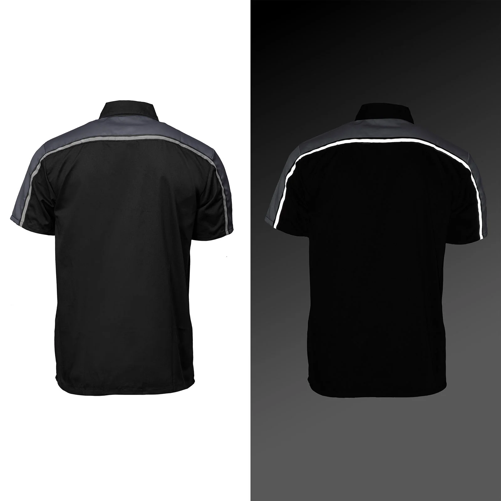 Milwaukee Motorcycle Clothing Co. Men’s Blk/Grey Mechanic Work Shirt – w / Reflective Strip, Rider‑Built MDM11601 - Image 2