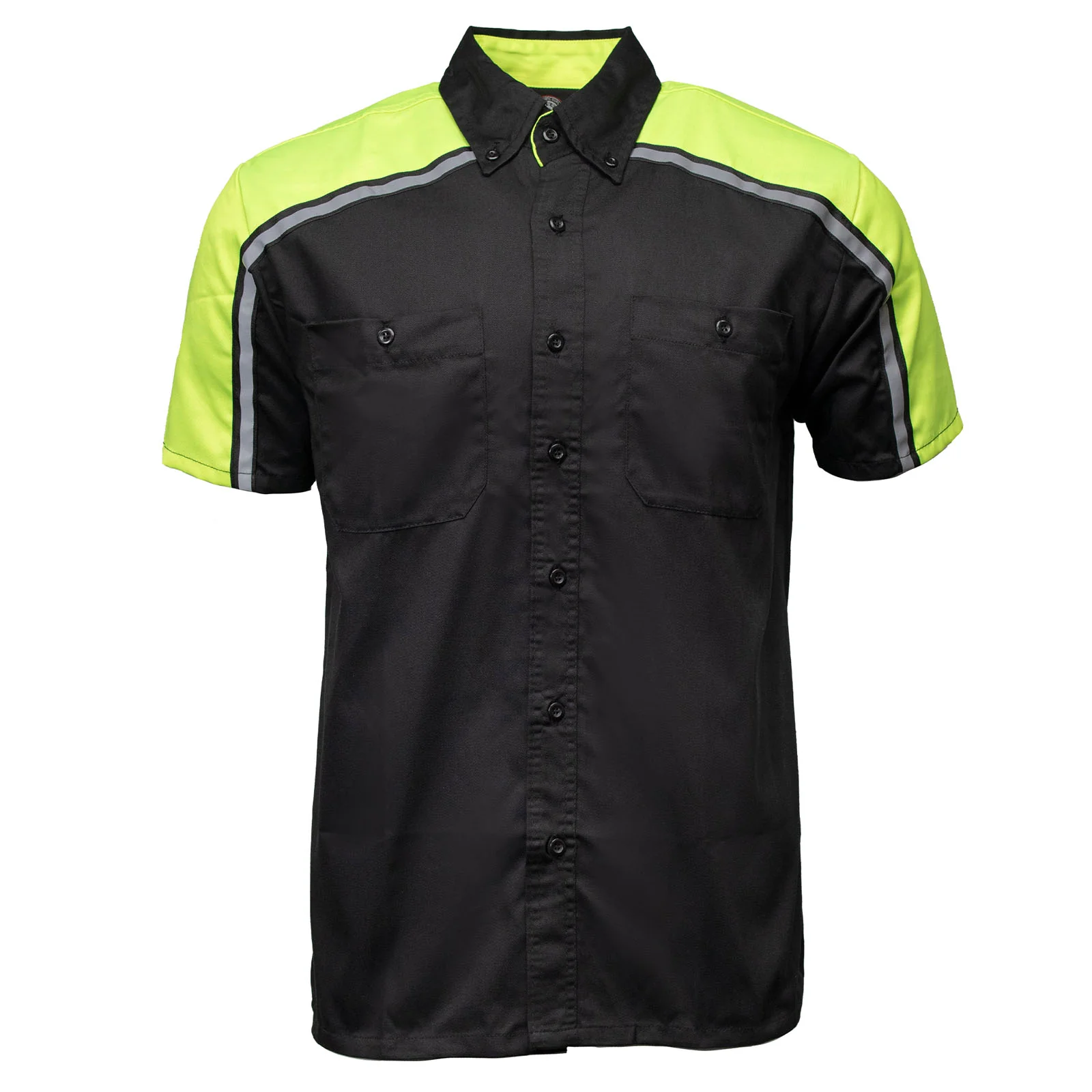 Milwaukee Motorcycle Clothing Co. Men’s Blk/Green Mechanic Work Shirt – w / Reflective Strip, Rider‑Built MDM11604 - Image 10